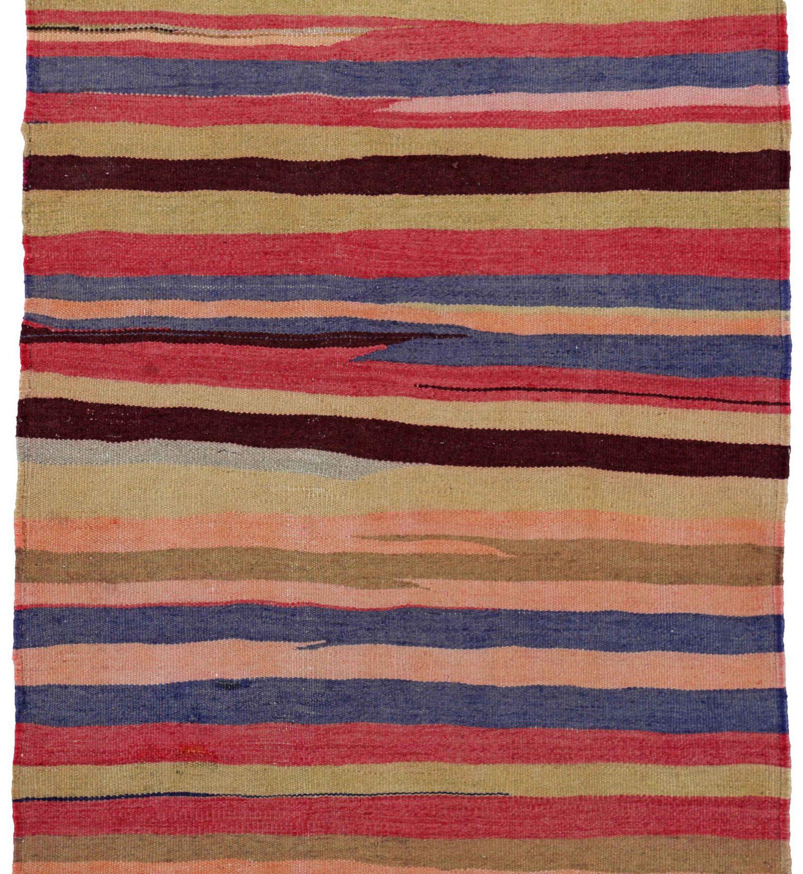 Asiatico Rug & Kilim persiano del 1910 - Lana Blu Marrone Verde Rosa Rosso - 91272 in vendita