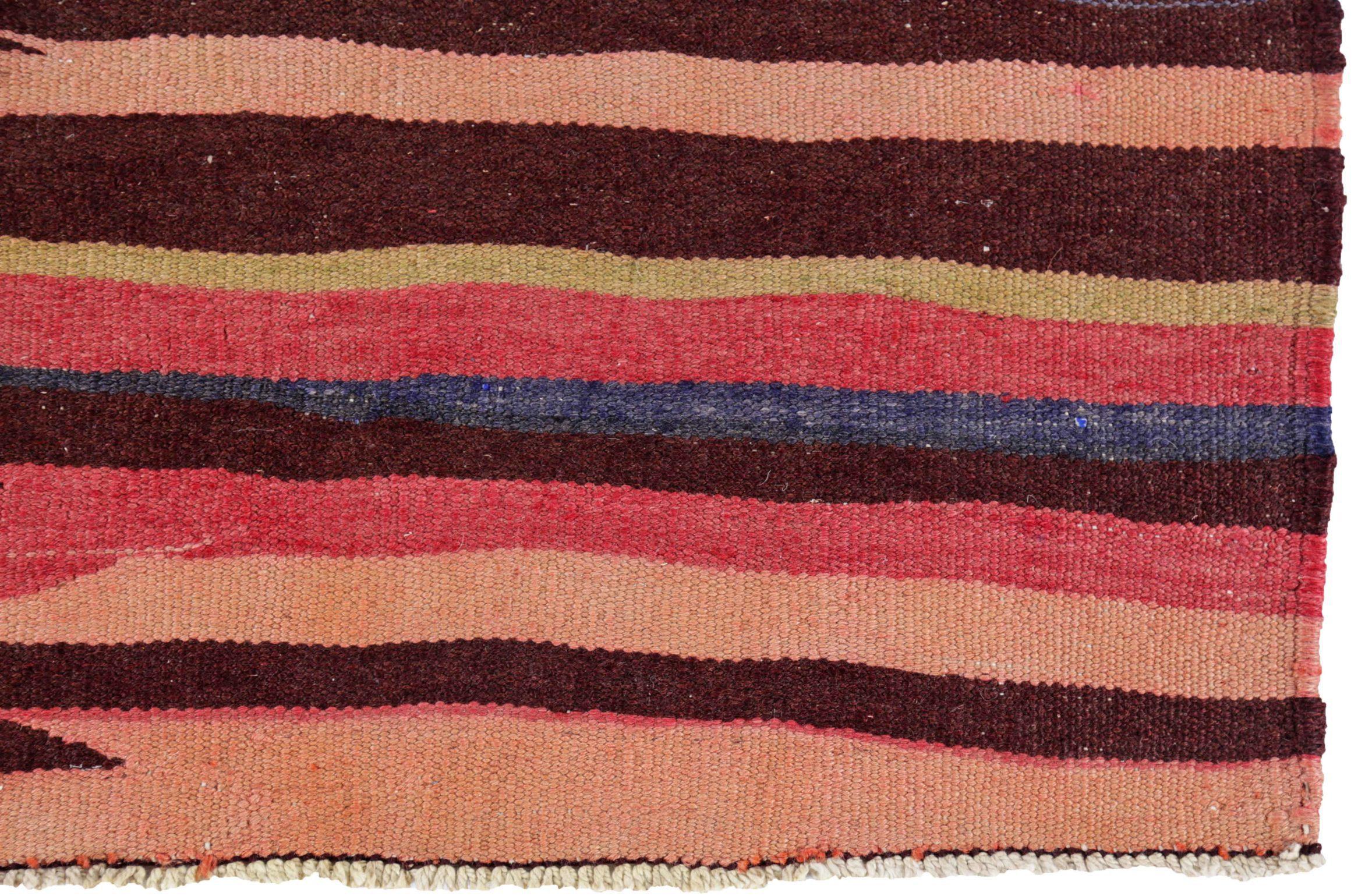 Rug & Kilim persiano del 1910 - Lana Blu Marrone Verde Rosa Rosso - 91272 In condizioni ottime in vendita a Dallas, TX