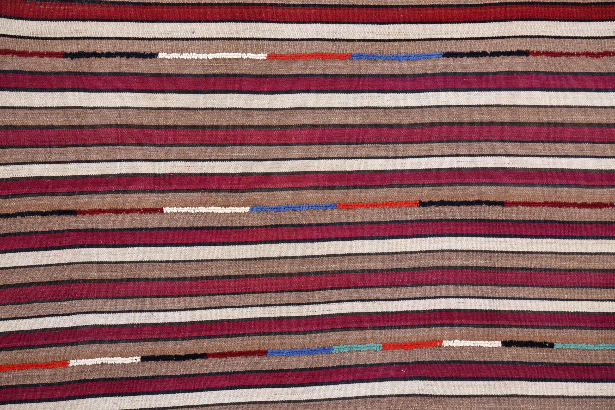 Persischer Kilim Kleiner Teppich CIRCA 1910 - Wolle Blau Braun Elfenbein Rot Design - 91326 (Asiatisch) im Angebot