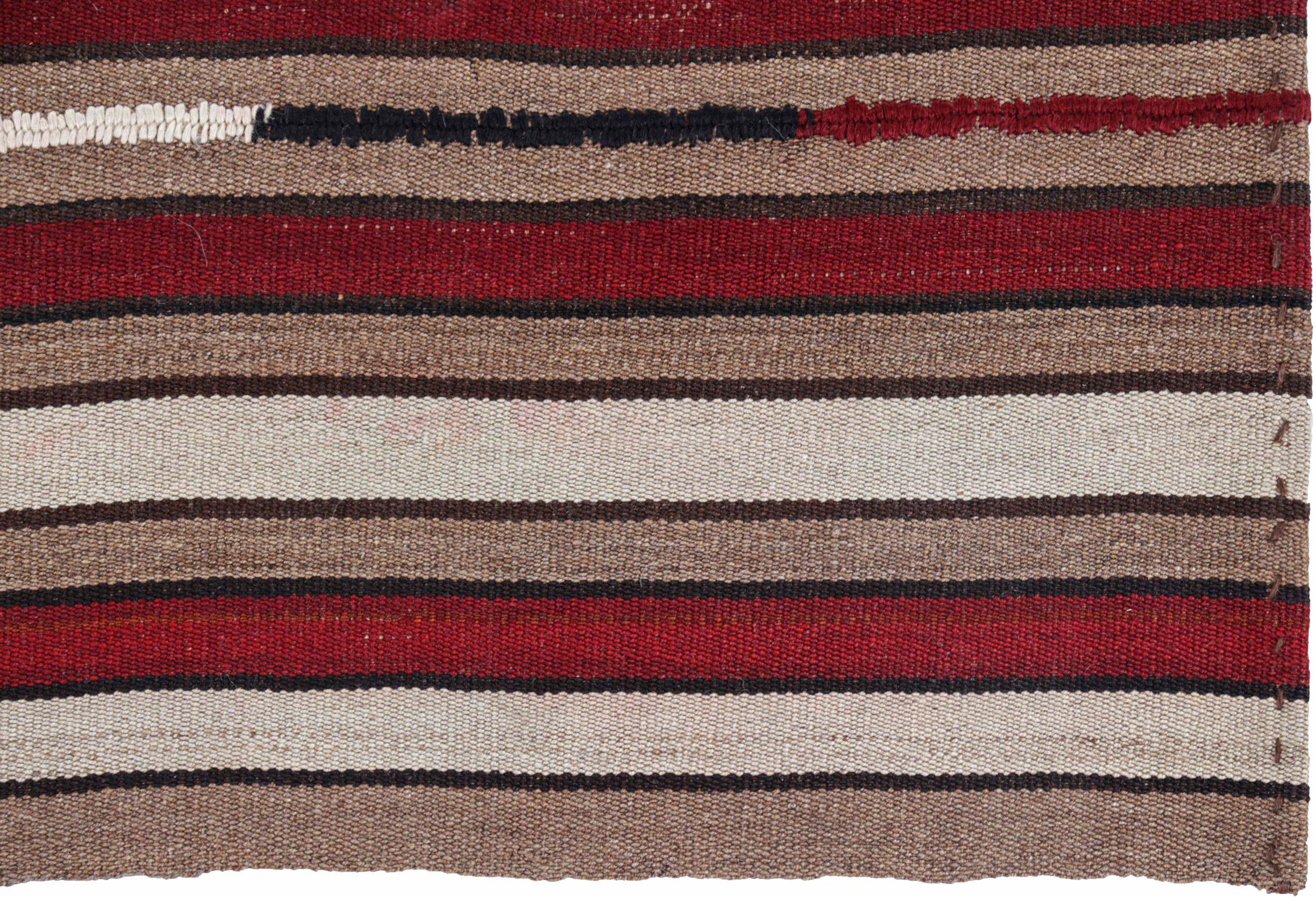 Persischer Kilim Kleiner Teppich CIRCA 1910 - Wolle Blau Braun Elfenbein Rot Design - 91326 (20. Jahrhundert) im Angebot