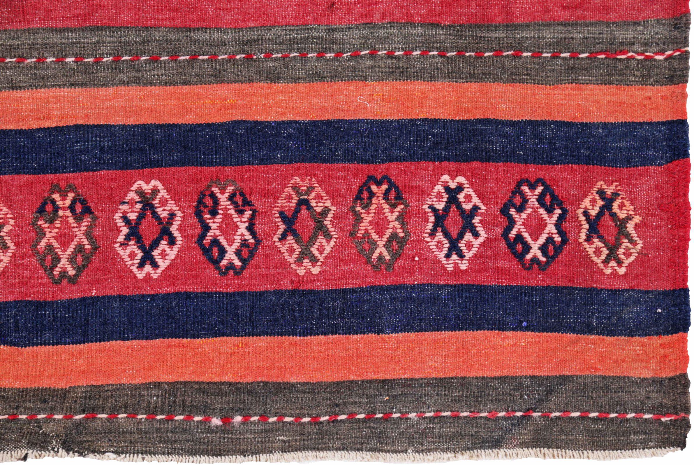 Persischer Kilim Kleiner Teppich CIRCA 1910 - Wolle Blau Braun Orange Rosa Rot - 91330 (20. Jahrhundert) im Angebot