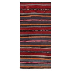 Persian Kilim Small Rug Circa 1910 - Wool Blue Brown Orange Pink Red - 91535