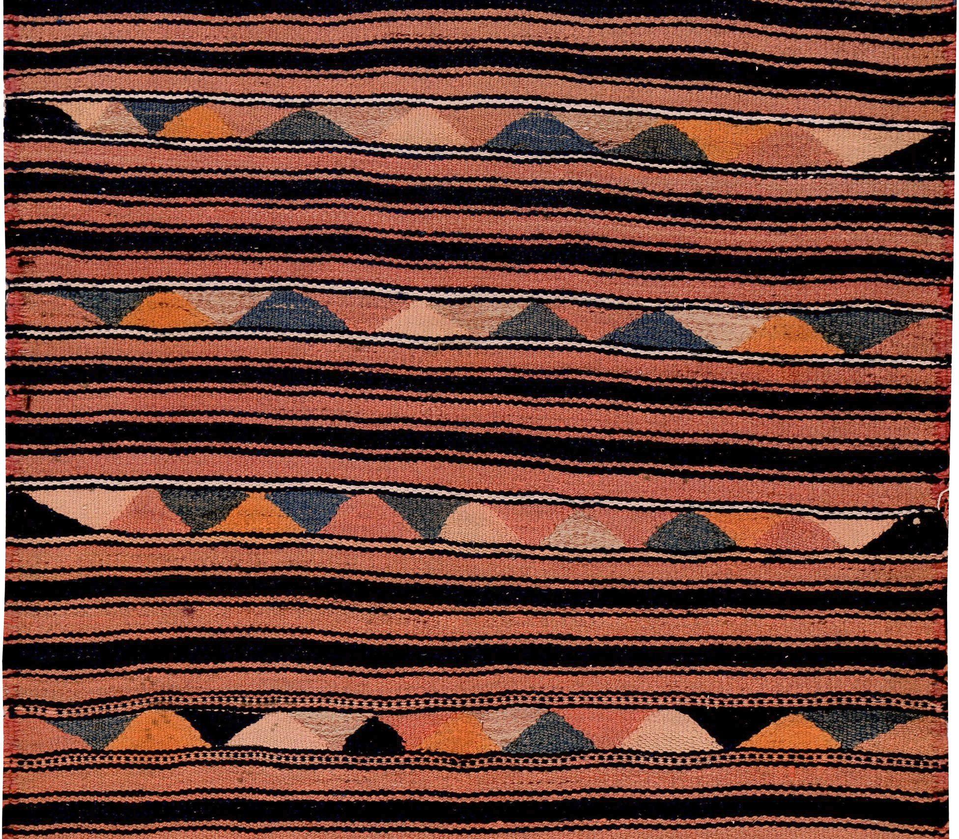 Persischer Kilim Kleiner Teppich CIRCA 1910 - Wolle Blau Braun Rosa Design - 89363 (Asiatisch) im Angebot