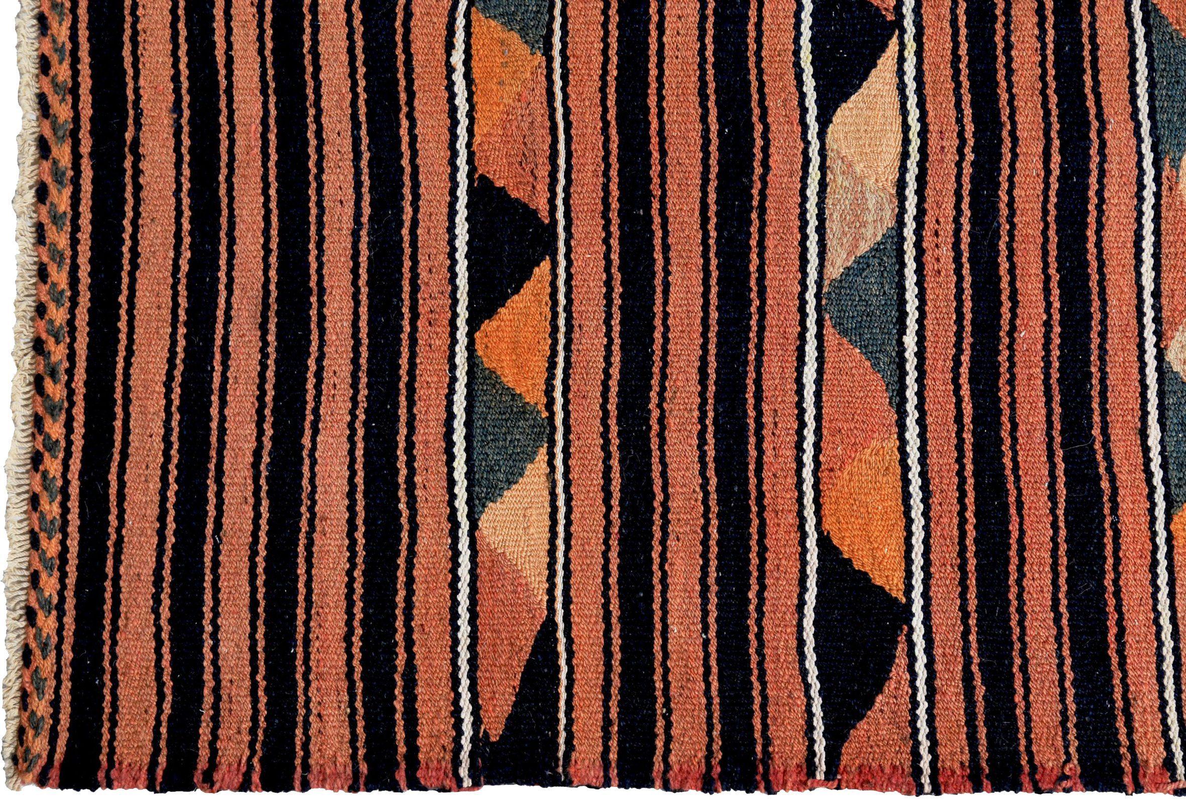Persischer Kilim Kleiner Teppich CIRCA 1910 - Wolle Blau Braun Rosa Design - 89363 im Zustand „Hervorragend“ im Angebot in Dallas, TX