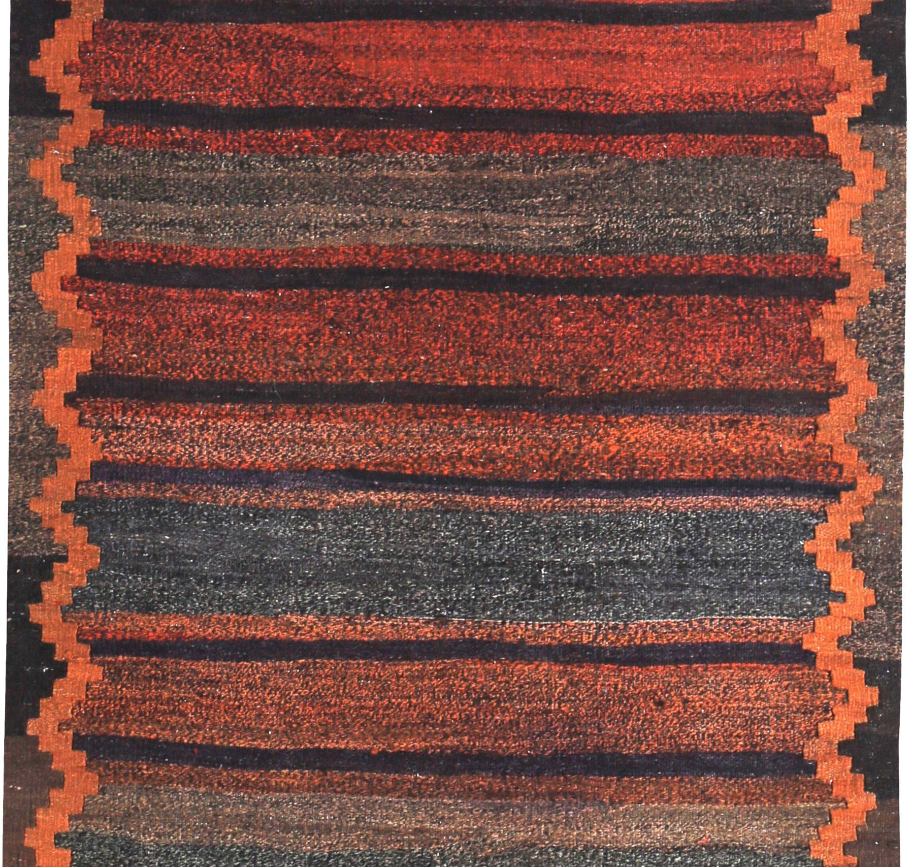 Persischer Kelim-Teppich Circa 1910 - Wolle Blau Grau Orange Design - 89455 (Asiatisch) im Angebot