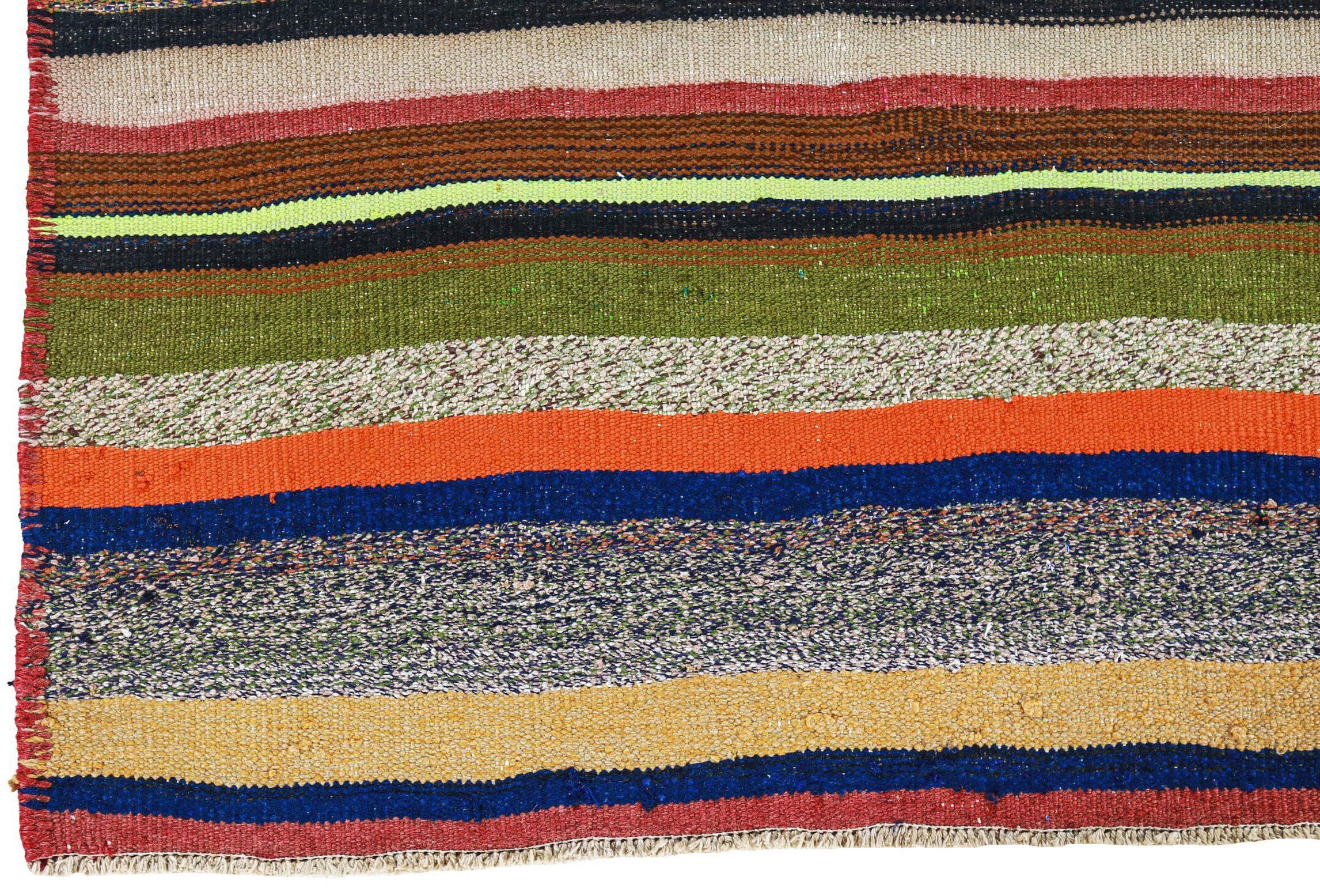 Rug & Kilim persiano del 1910 - Lana Blu Verde Avorio Arancione Giallo - 91264 In condizioni ottime in vendita a Dallas, TX