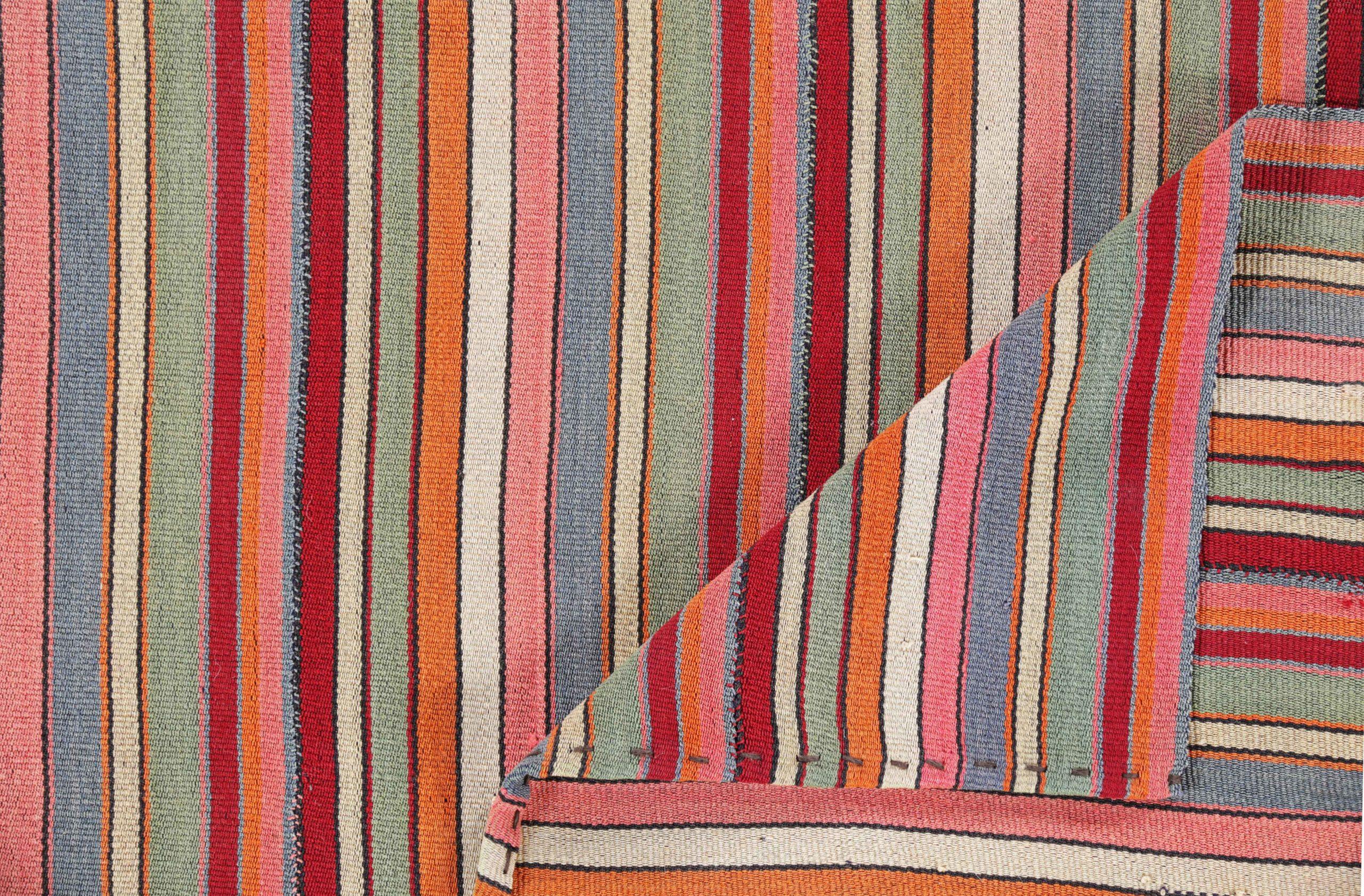 Persischer Kelim-Teppich Circa 1910 - Wolle Blau Grün Orange Rosa Rot - 91381 im Zustand „Hervorragend“ im Angebot in Dallas, TX