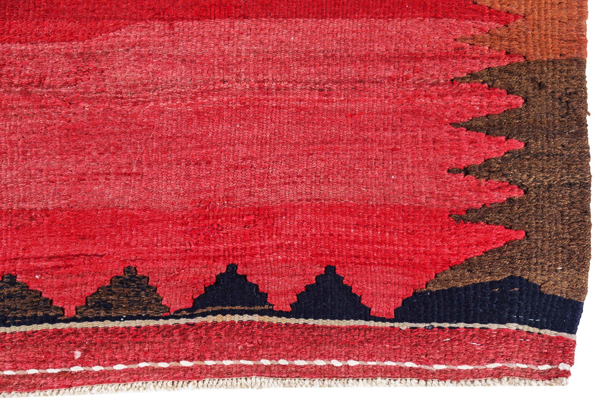 Persischer Kelim-Teppich Circa 1910 - Wolle Blau Grün Orange Rot Design - 91250 im Zustand „Hervorragend“ im Angebot in Dallas, TX