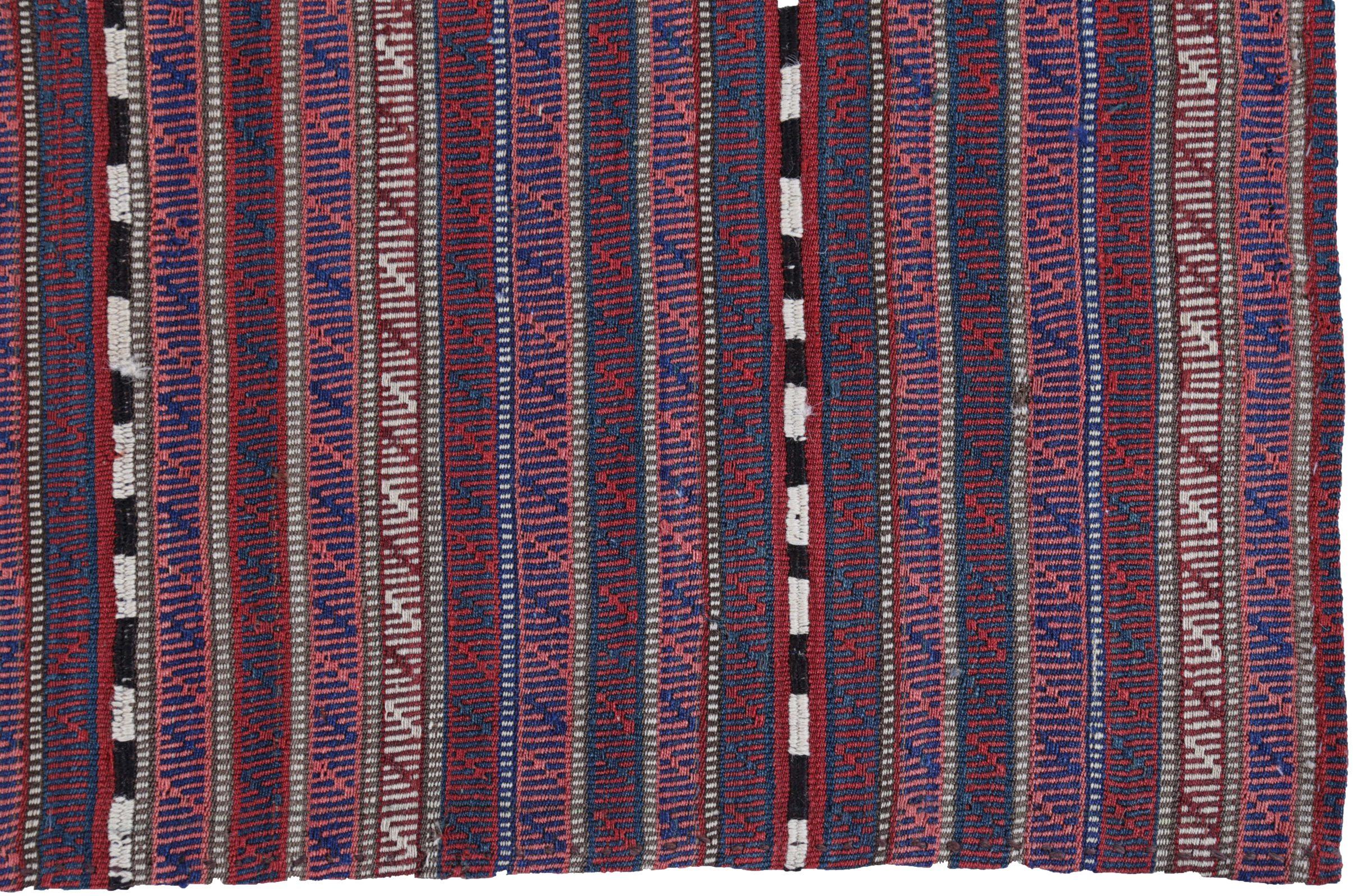 Asiatico Rug & Kilim persiano del 1910 - Lana blu avorio rosa - 89472 in vendita