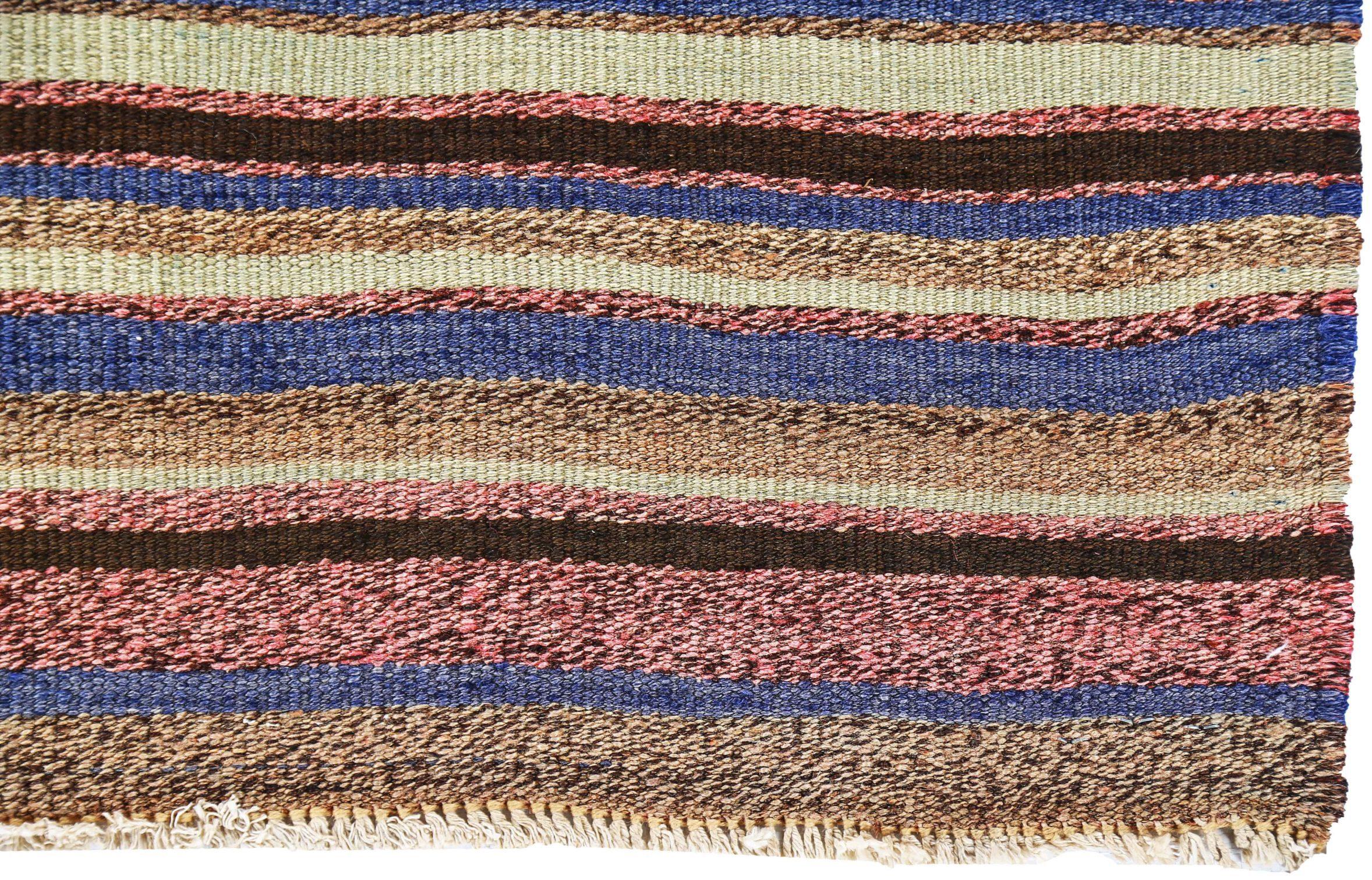 Persischer Kilim Kleiner Teppich CIRCA 1910 - Wolle Blau Elfenbein Rosa Design - 91212 (Asiatisch) im Angebot