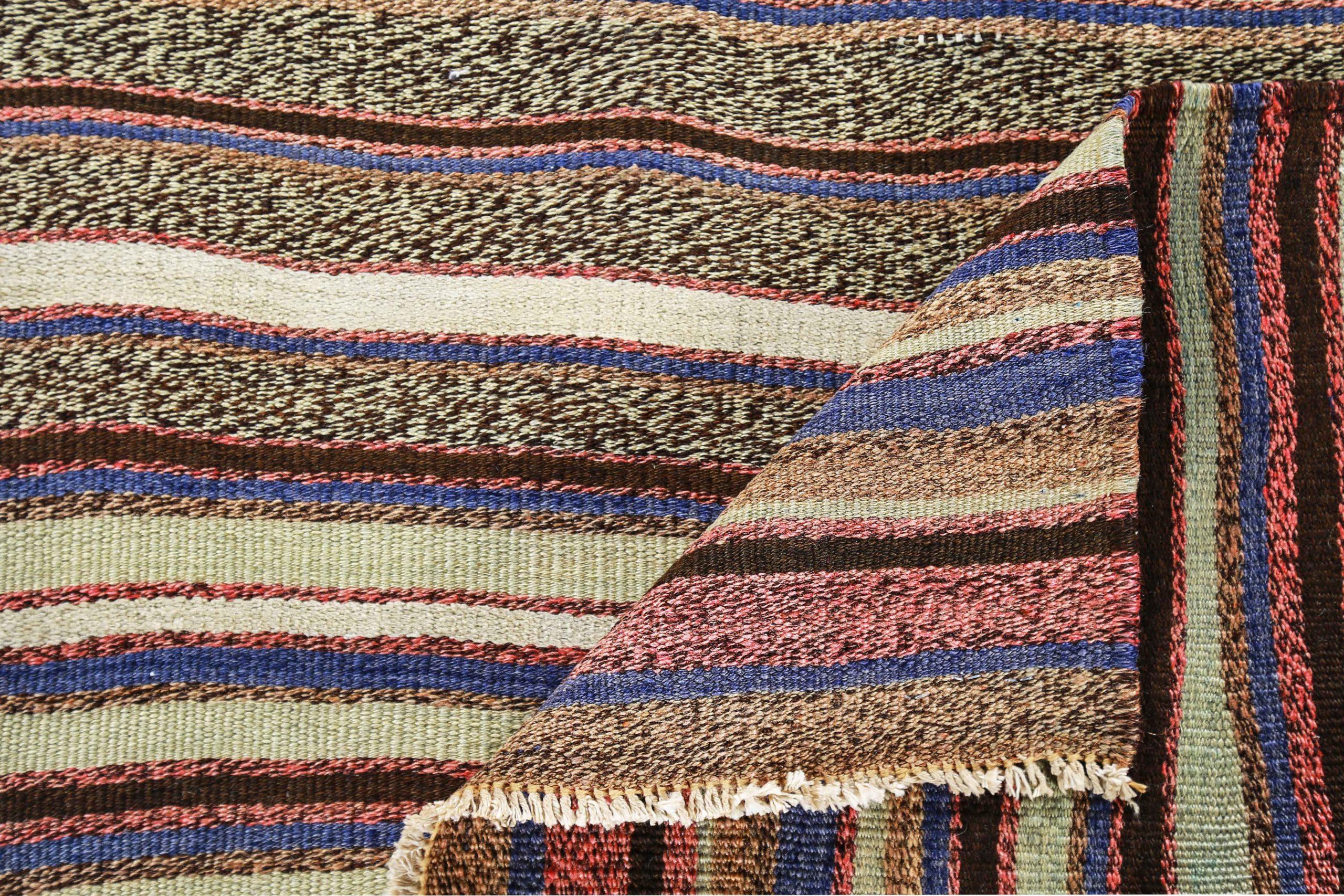 Persischer Kilim Kleiner Teppich CIRCA 1910 - Wolle Blau Elfenbein Rosa Design - 91212 (20. Jahrhundert) im Angebot