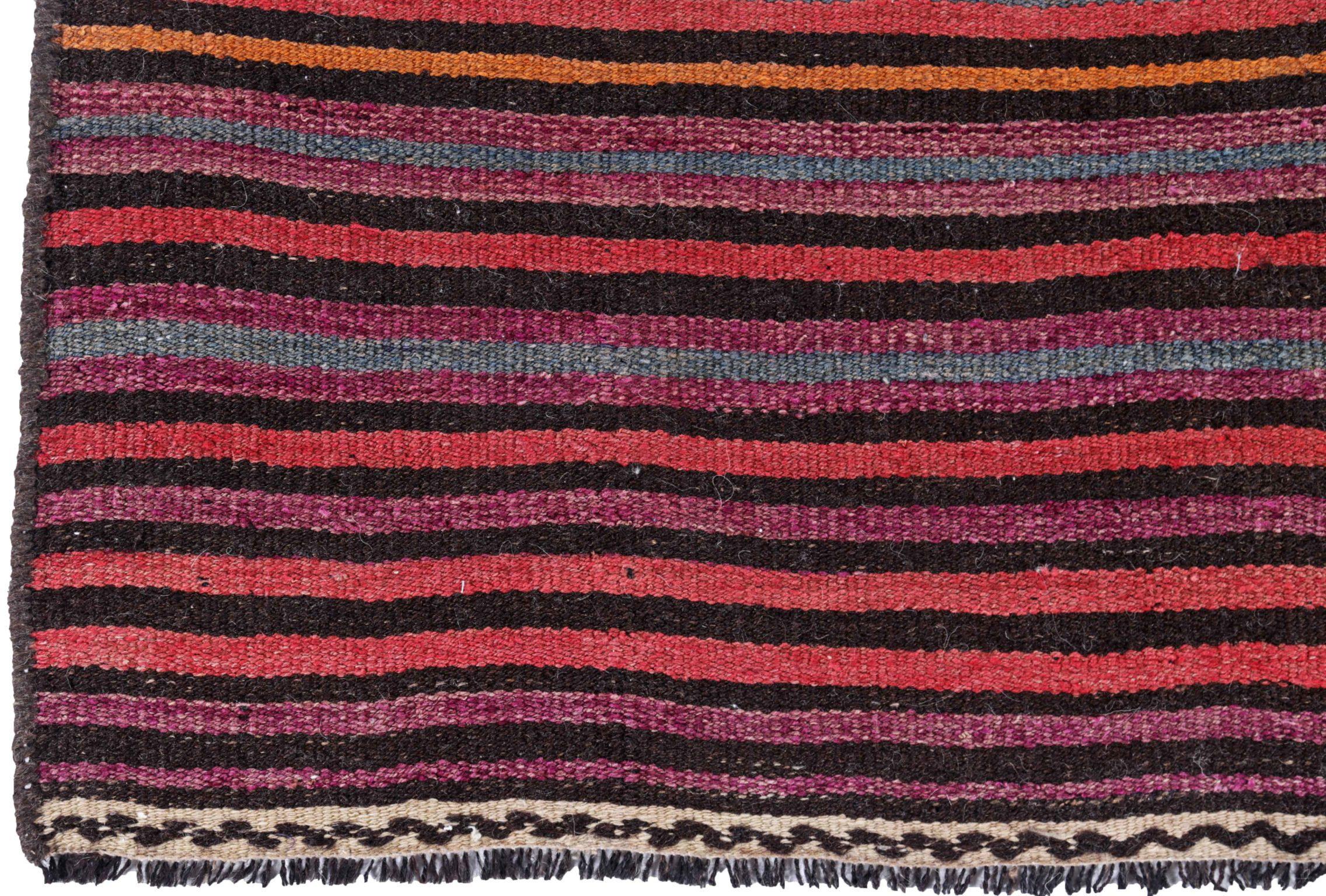 Alfombra Persa Kilim Pequeña Circa 1910 - Lana Azul Marfil Rosa Purpel Amarillo - 91299 en Excelente estado para la venta en Dallas, TX