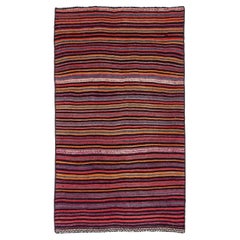 Petit tapis persan Kilim vers 1910 - Laine bleu ivoire rose pourpre jaune - 91299