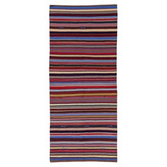 Persischer Kilim Kleiner Teppich CIRCA 1910 - Wolle Blau Elfenbein Rosa Rot Gelb - 91325