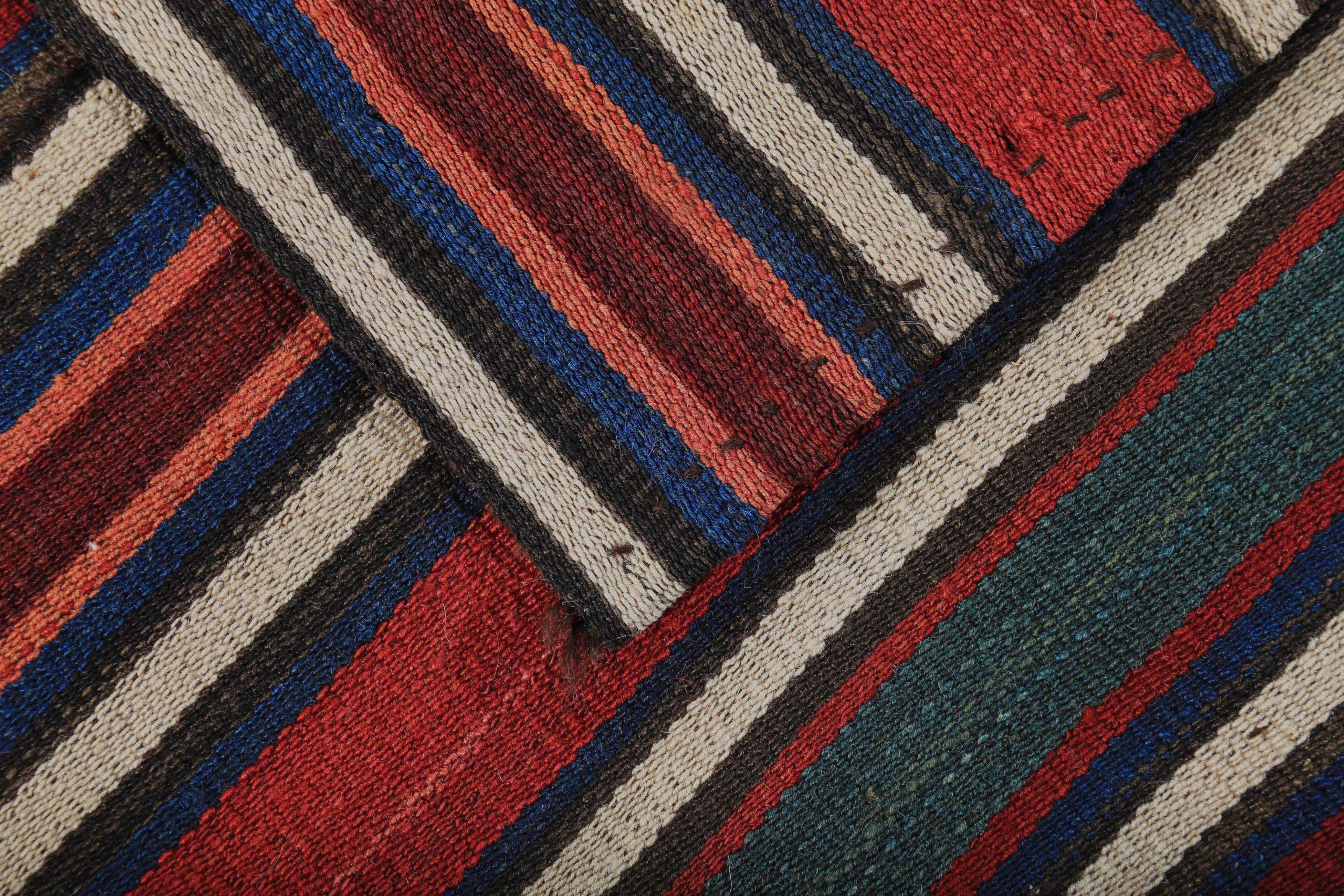 Persischer Kelim-Teppich Circa 1910 - Wolle Blau Elfenbein Rot Design - 89190 (20. Jahrhundert) im Angebot