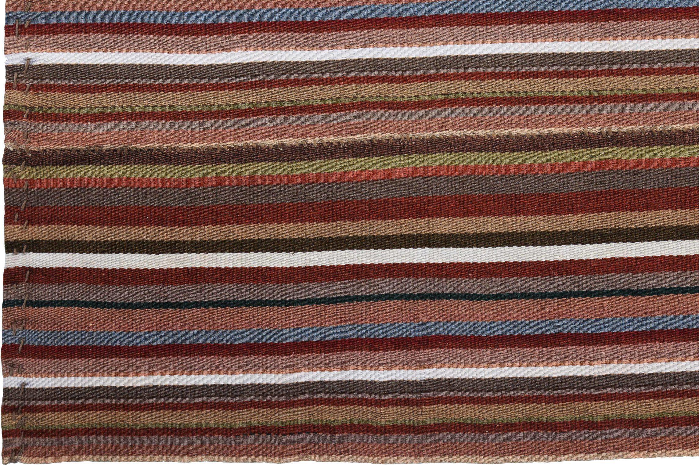 Persischer Kelim-Teppich Circa 1910 - Wolle Blau Elfenbein Rot Design - 89196 (Asiatisch) im Angebot