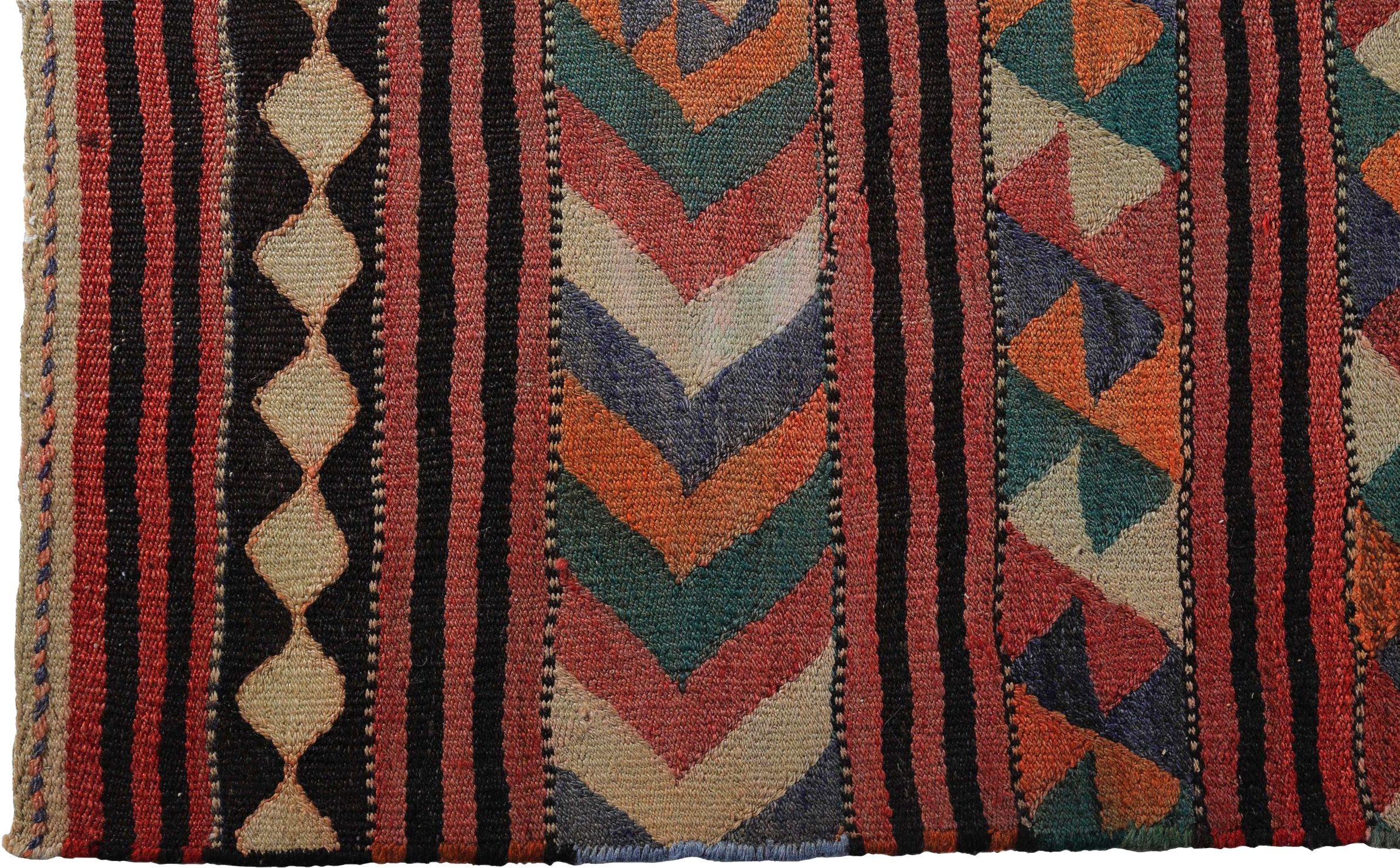 Persischer Kelim-Teppich Circa 1910 - Wolle Blau Elfenbein Rot Design - 89201 (Asiatisch) im Angebot