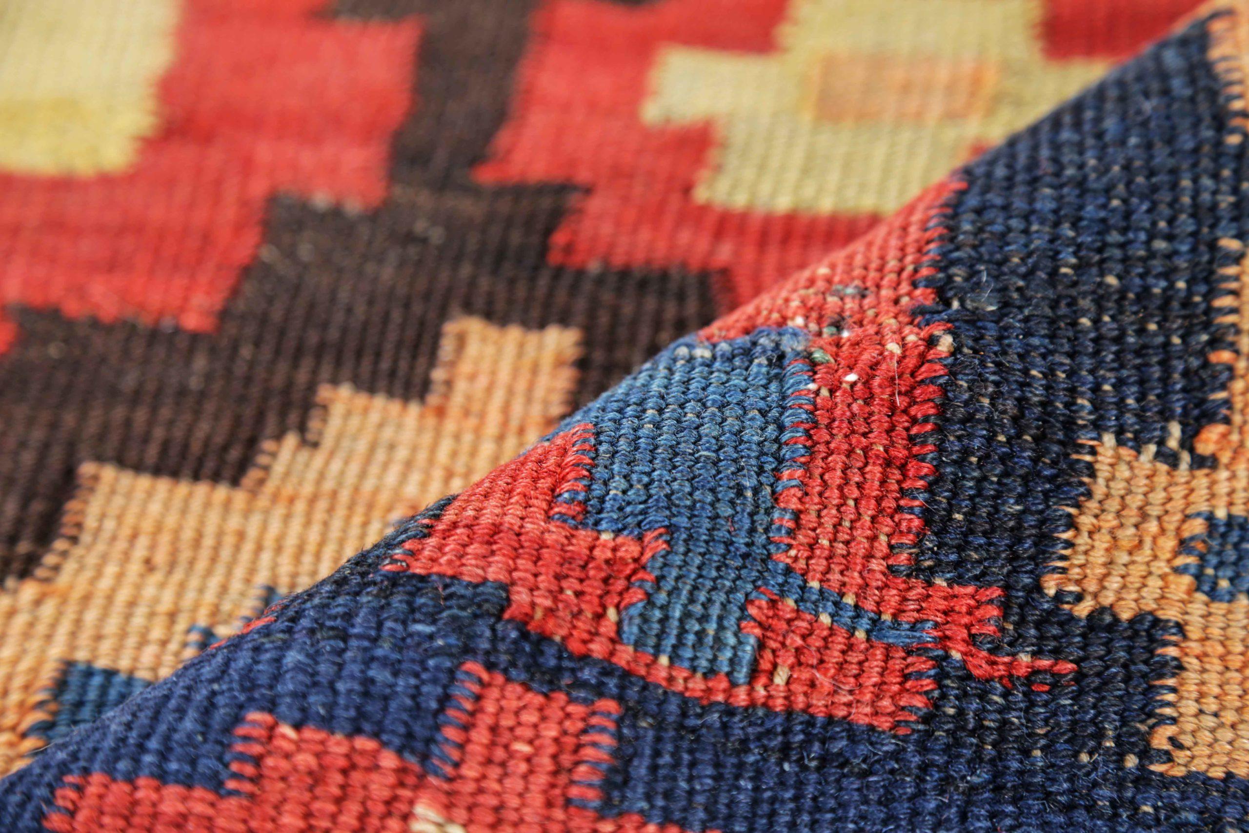 Persischer Kelim-Teppich Circa 1910 - Wolle Blau Elfenbein Rot Design - 91268 (20. Jahrhundert) im Angebot