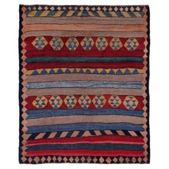 Persischer Kilim Small Rug CIRCA 1910 - Wolle Blau Elfenbein Rot Gelb Design - 91467