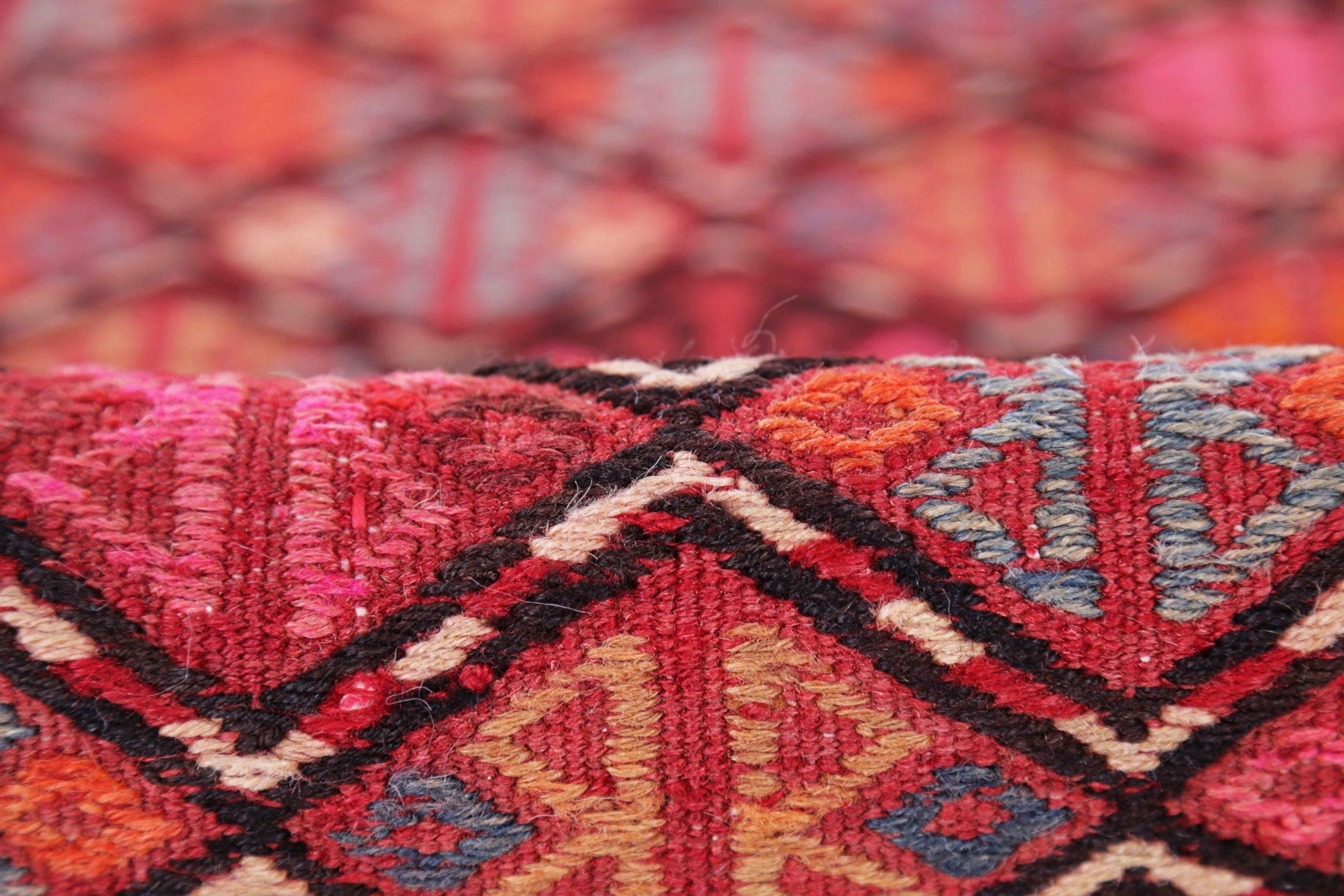 Alfombra Persa Kilim Pequeña Circa 1910 - Lana Azul Naranja Rosa Rojo Design - 91463 siglo XX en venta