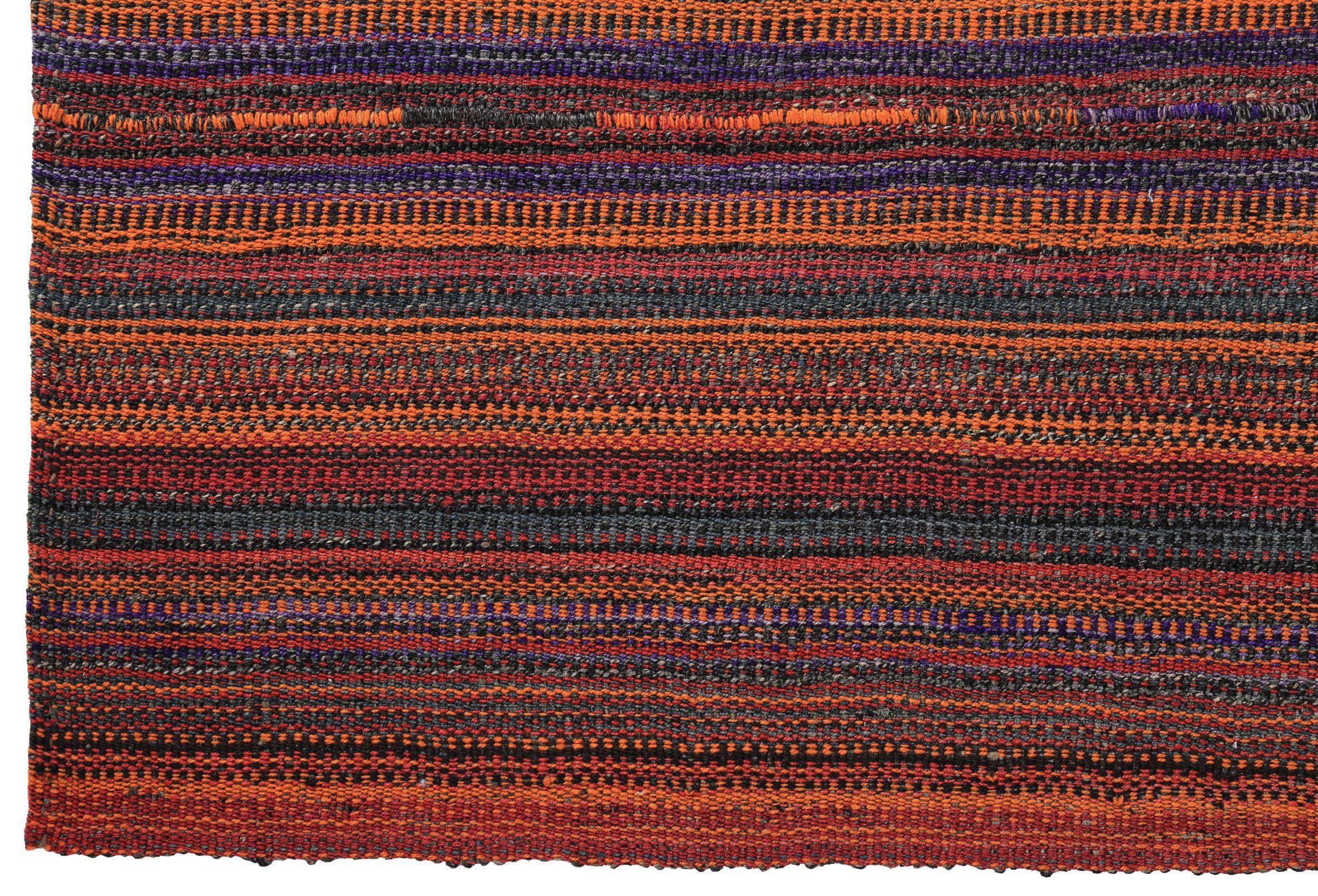 Persischer Kelim-Teppich Circa 1910 - Wolle Blau Orange Rot Design - 89215 (Asiatisch) im Angebot