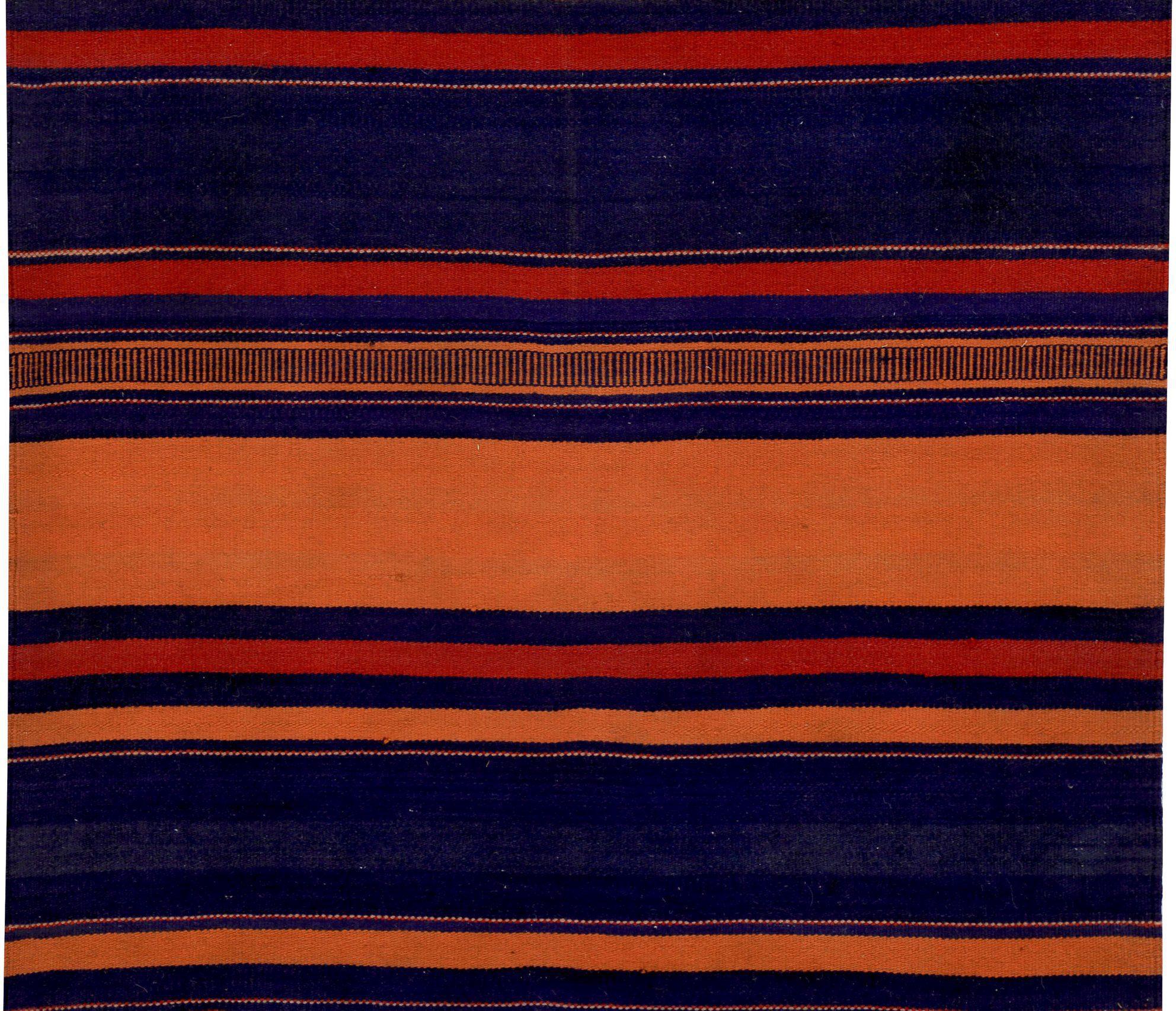 Persischer Kelim-Teppich Circa 1910 - Wolle Blau Orange Rot Design - 89334 (Asiatisch) im Angebot