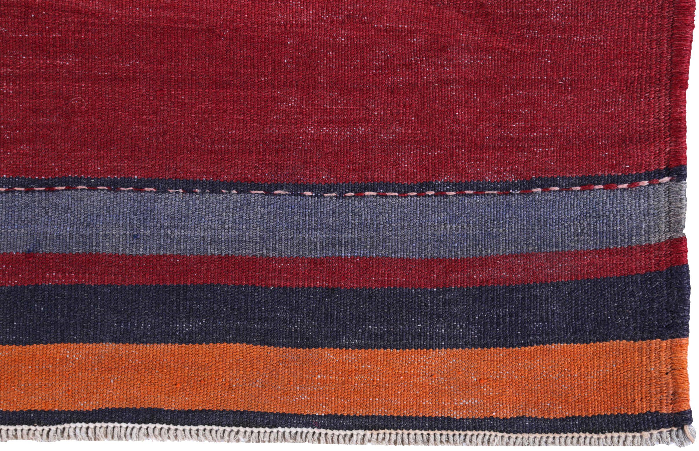 Persischer Kelim-Teppich Circa 1910 - Wolle Blau Orange Rot Design - 89473 (Asiatisch) im Angebot