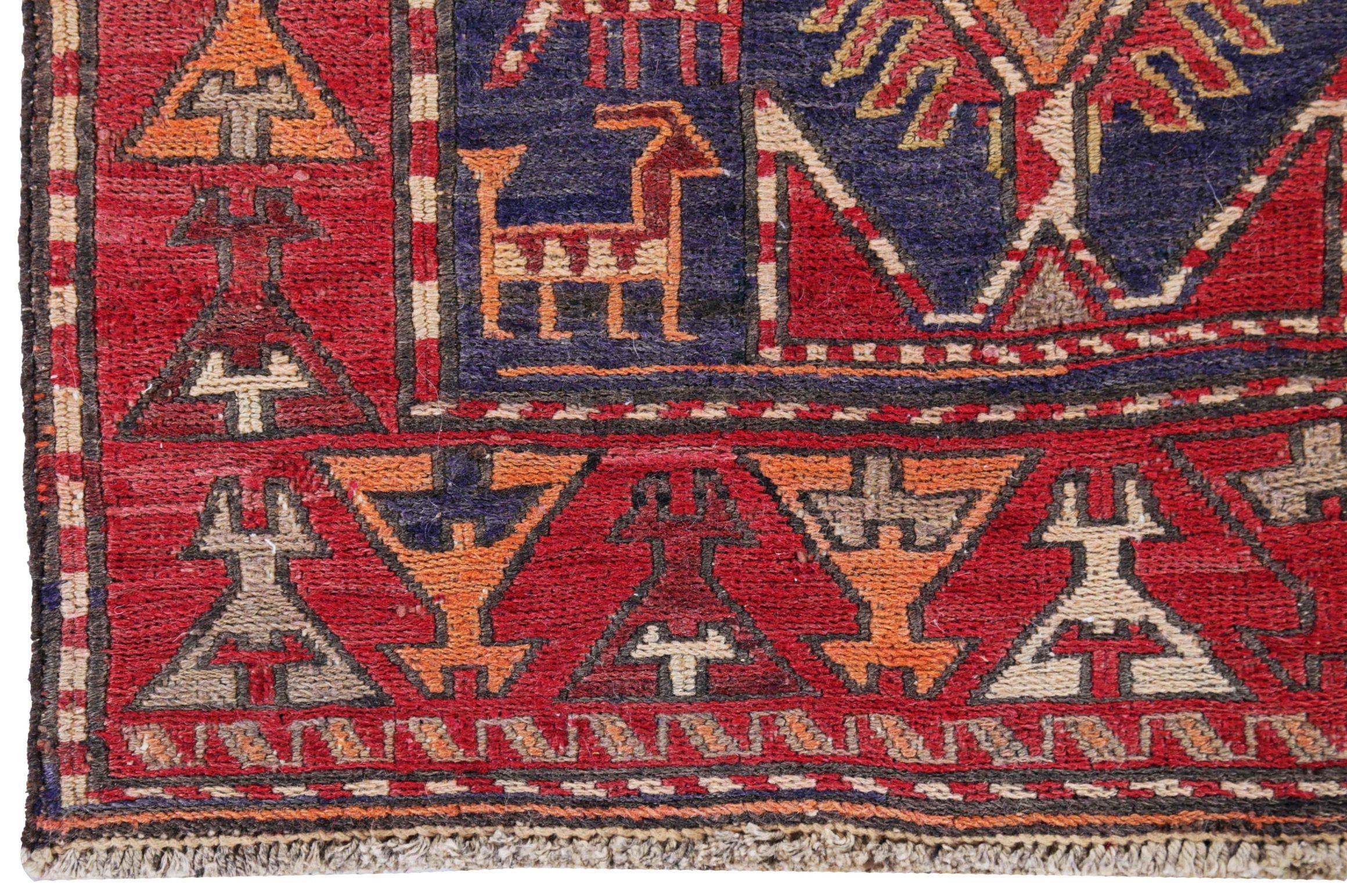 Persischer Kelim-Teppich Circa 1910 - Wolle Blau Orange Rot Design - 91500 (20. Jahrhundert) im Angebot