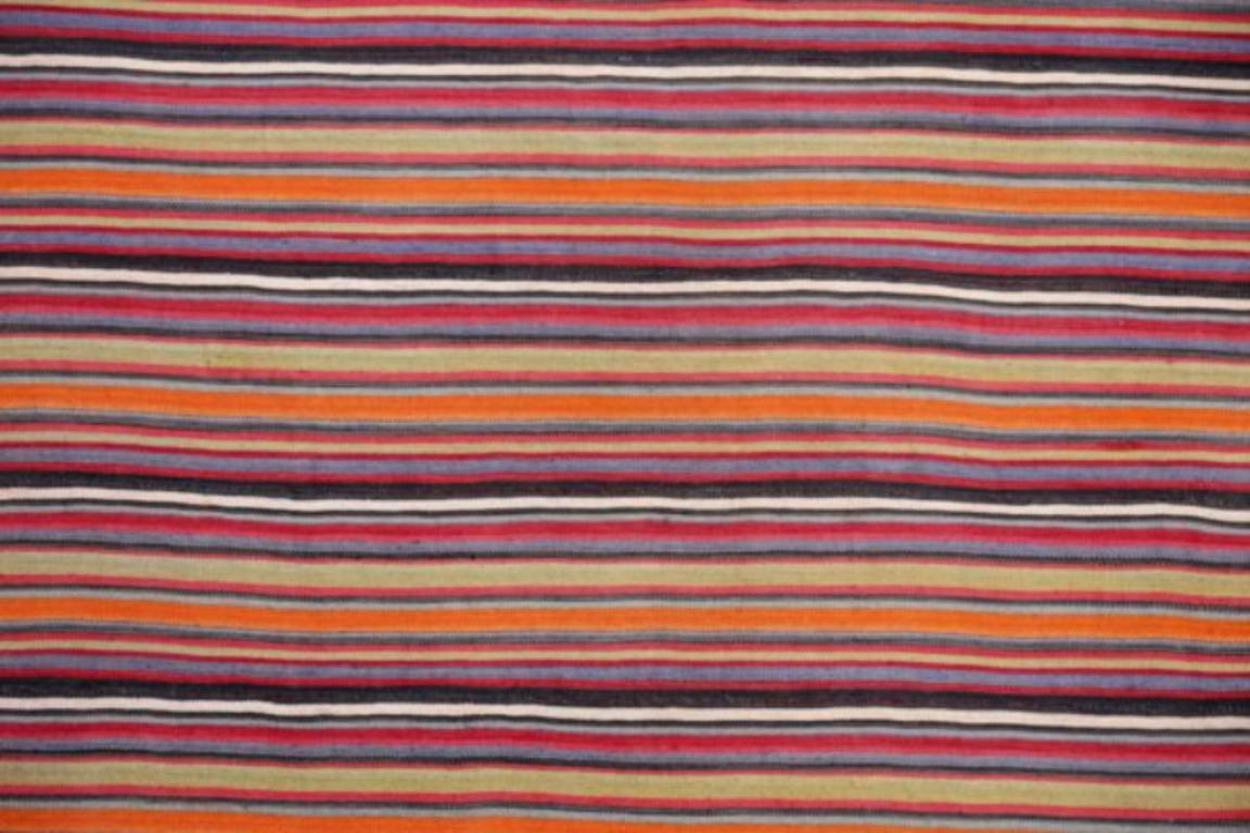 Persischer Kilim Kleiner Teppich CIRCA 1910 - Wolle Blau Orange Rot Gelb Design - 91375 (Asiatisch) im Angebot