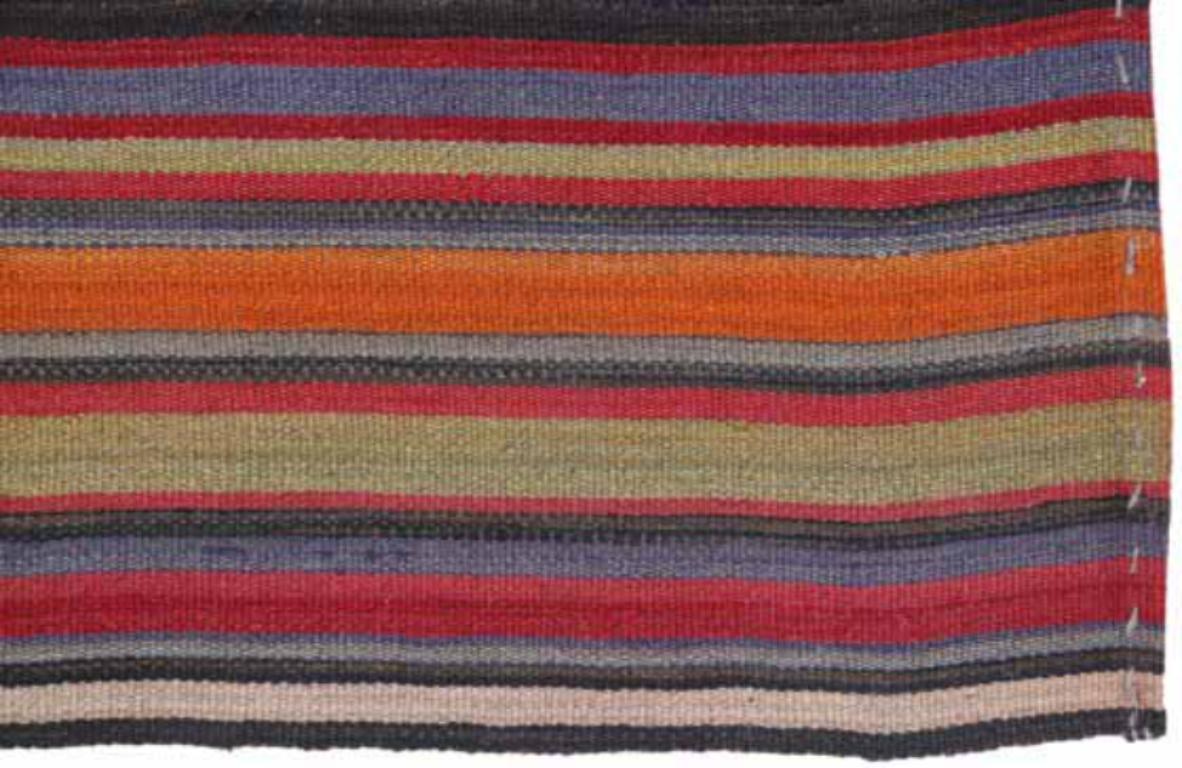 Persischer Kilim Kleiner Teppich CIRCA 1910 - Wolle Blau Orange Rot Gelb Design - 91375 im Zustand „Hervorragend“ im Angebot in Dallas, TX