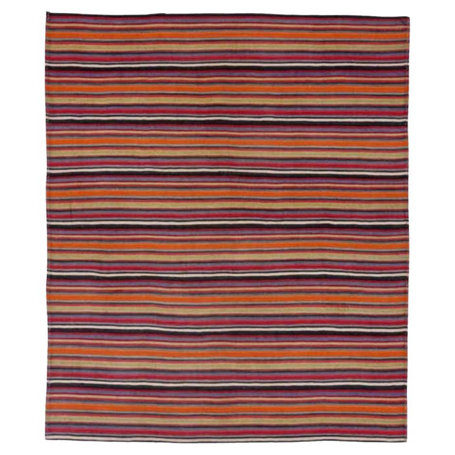 Persischer Kilim Kleiner Teppich CIRCA 1910 - Wolle Blau Orange Rot Gelb Design - 91375