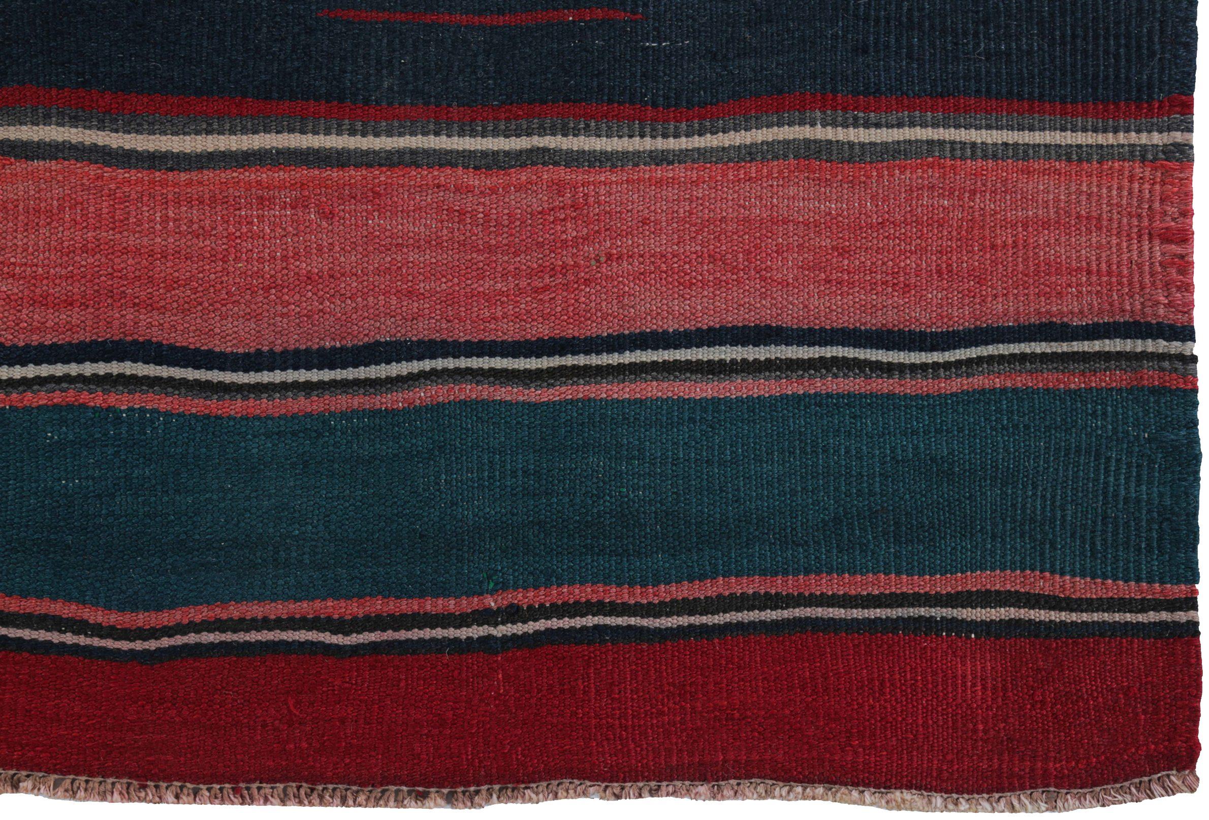 Persischer Kelim-Teppich Circa 1910 - Wolle Blau Rosa Rot Design - 89574 (Asiatisch) im Angebot