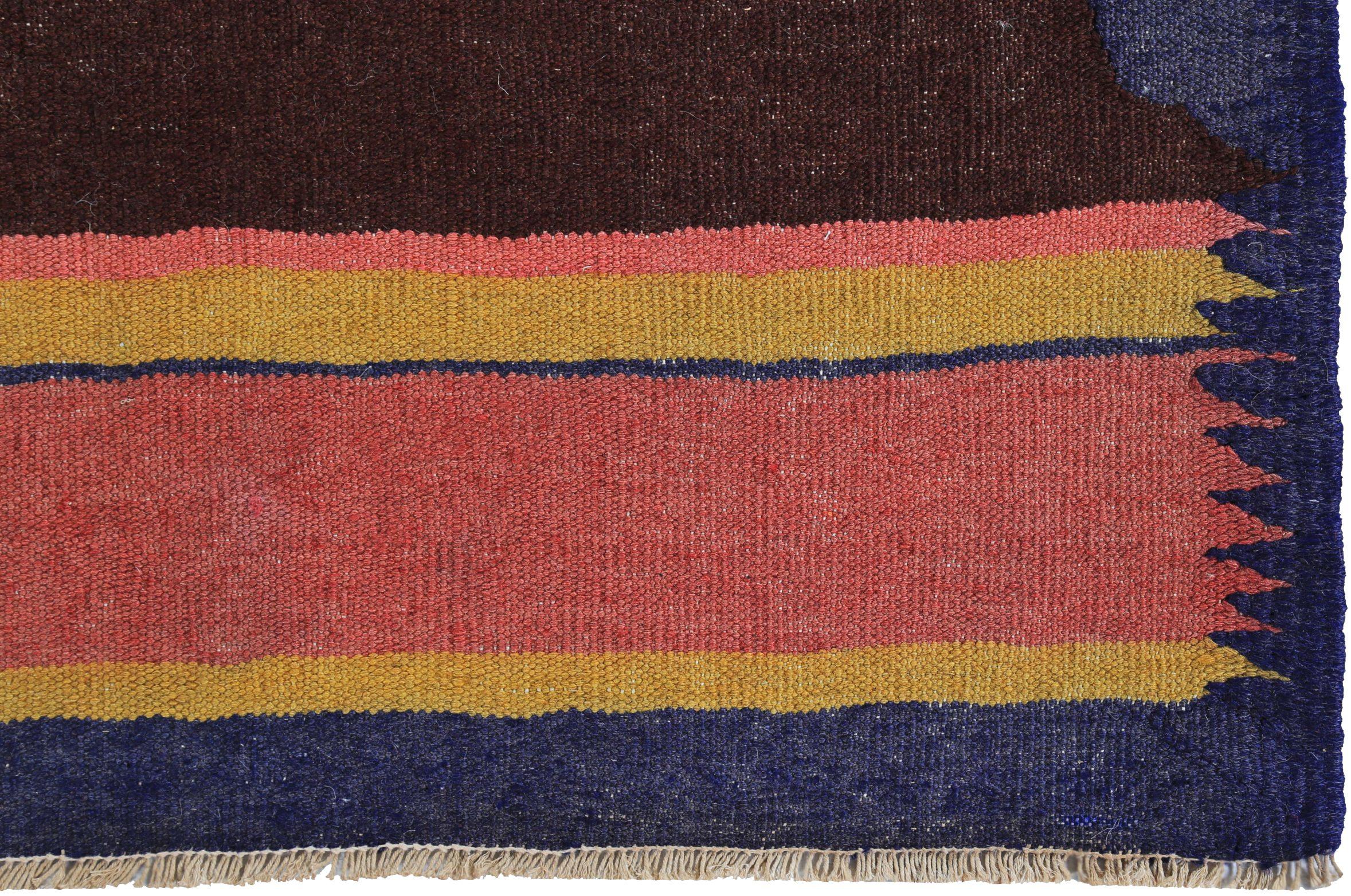 Persischer Kilim Kleiner Teppich CIRCA 1910 - Wolle Blau Rosa Gelb Design - 89550 im Zustand „Hervorragend“ im Angebot in Dallas, TX