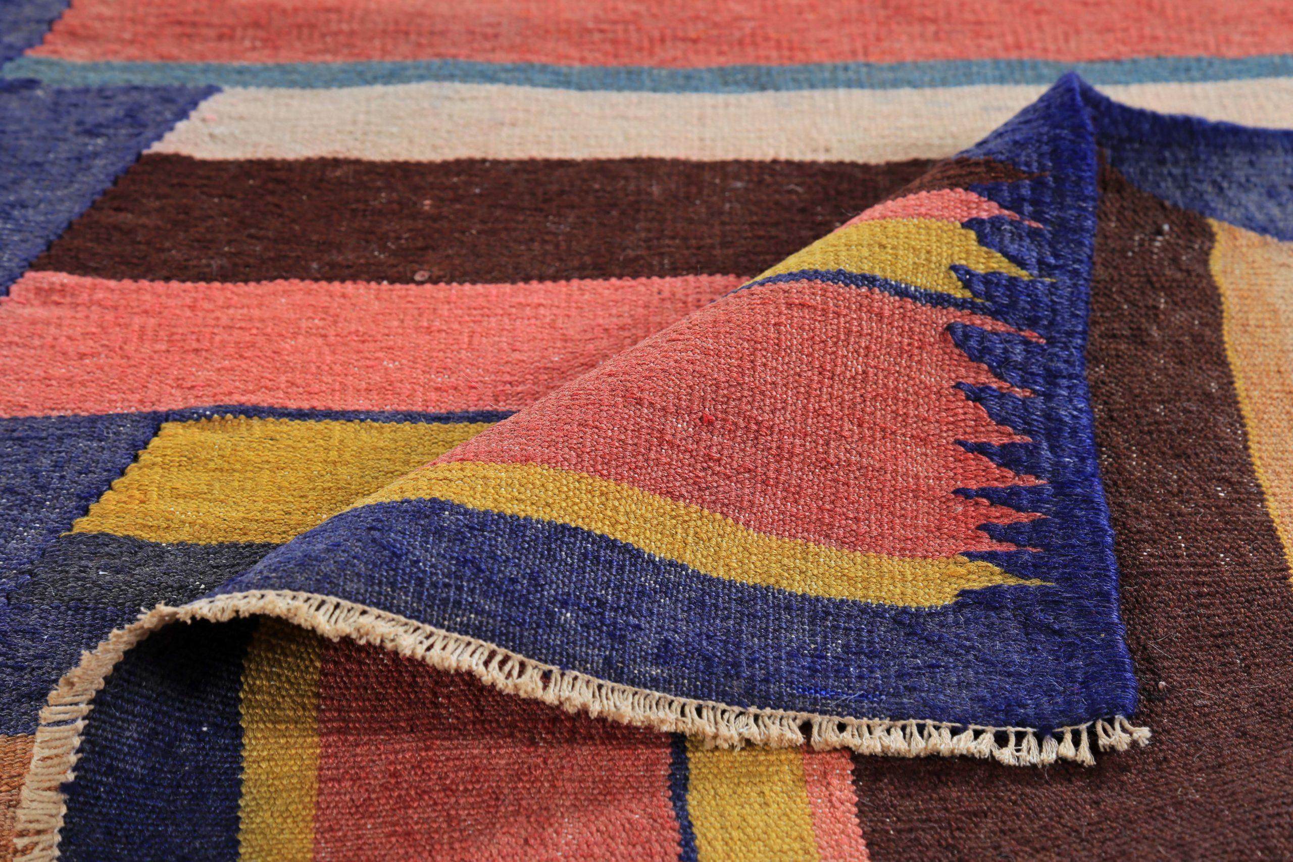 Persischer Kilim Kleiner Teppich CIRCA 1910 - Wolle Blau Rosa Gelb Design - 89550 (20. Jahrhundert) im Angebot