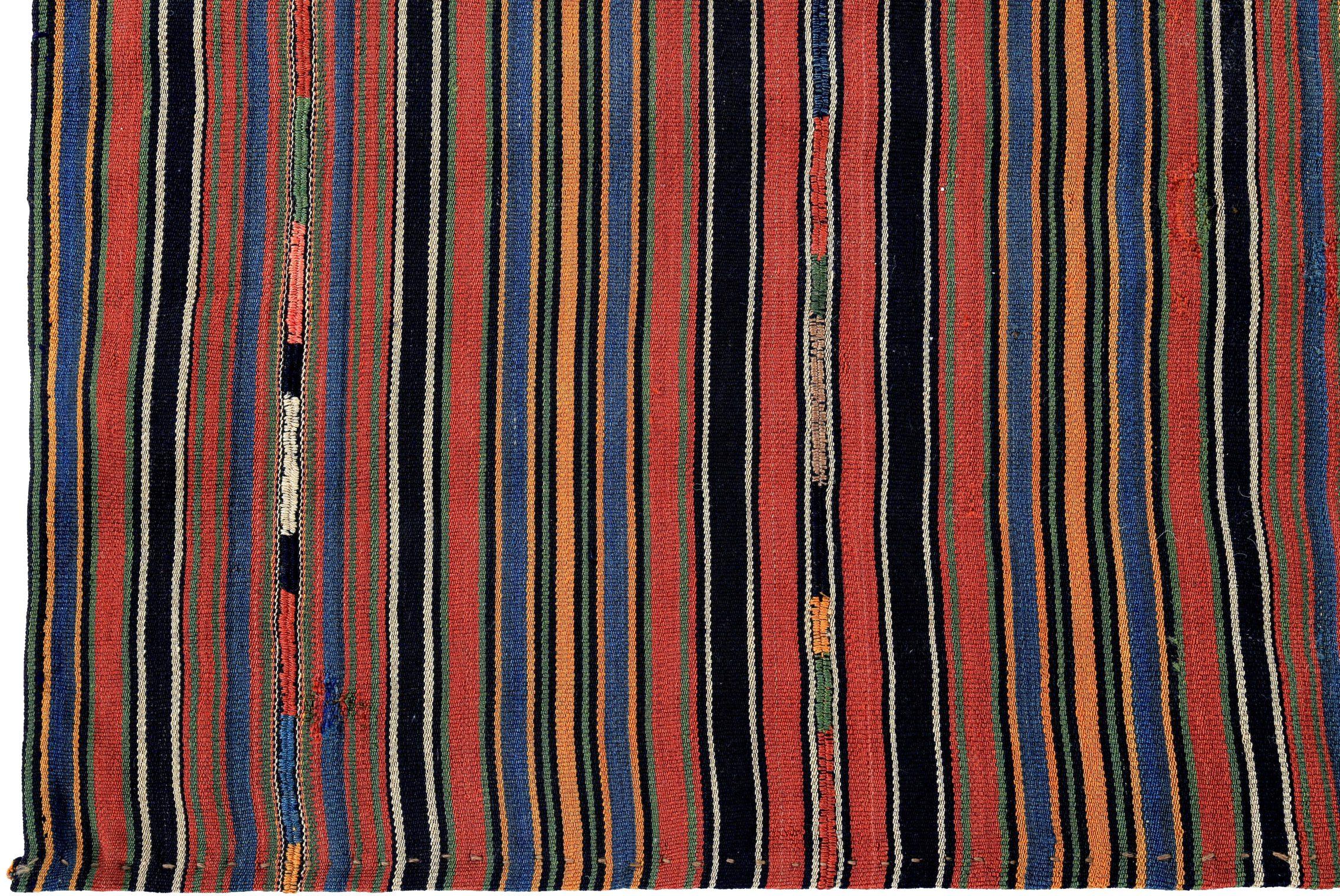 Persischer Kilim Small Rug CIRCA 1910 - Wolle Blau Rot Gelb Design - 89368 (Asiatisch) im Angebot