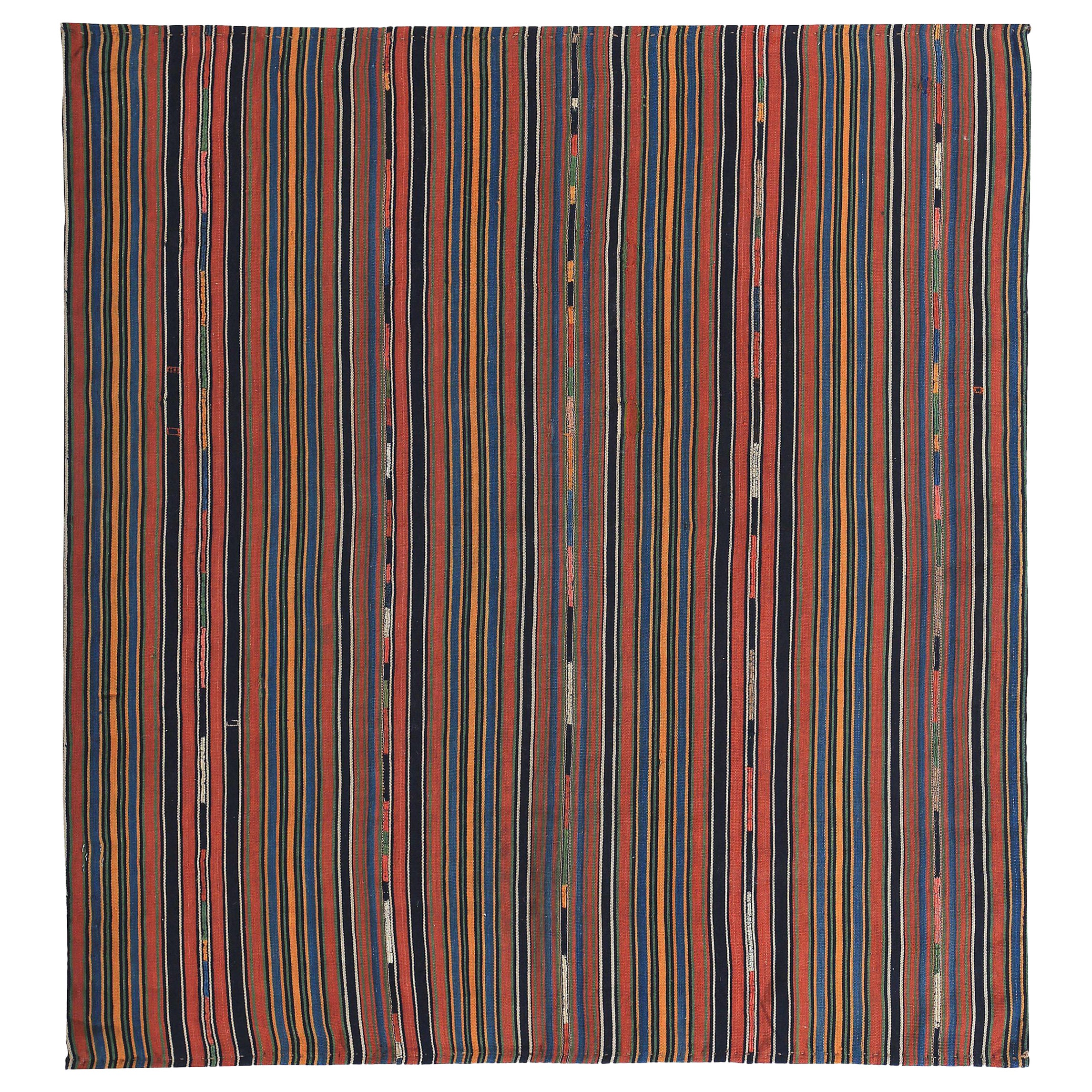 Persischer Kilim Small Rug CIRCA 1910 - Wolle Blau Rot Gelb Design - 89368 im Angebot