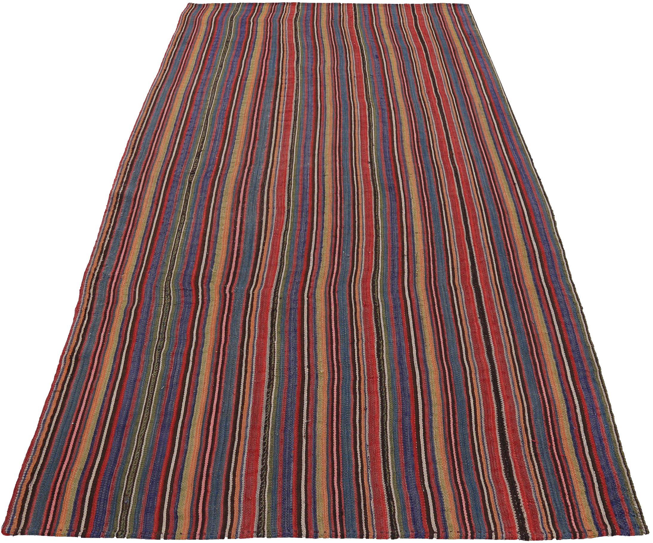 Entdecken Sie die Eleganz eines persischen Kilims mit einem kleinen Teppich von CIRCA 1910. Dieses exklusive Design aus Wolle und BlauRotGelb ist perfekt, um Ihren Raum zu verschönern.