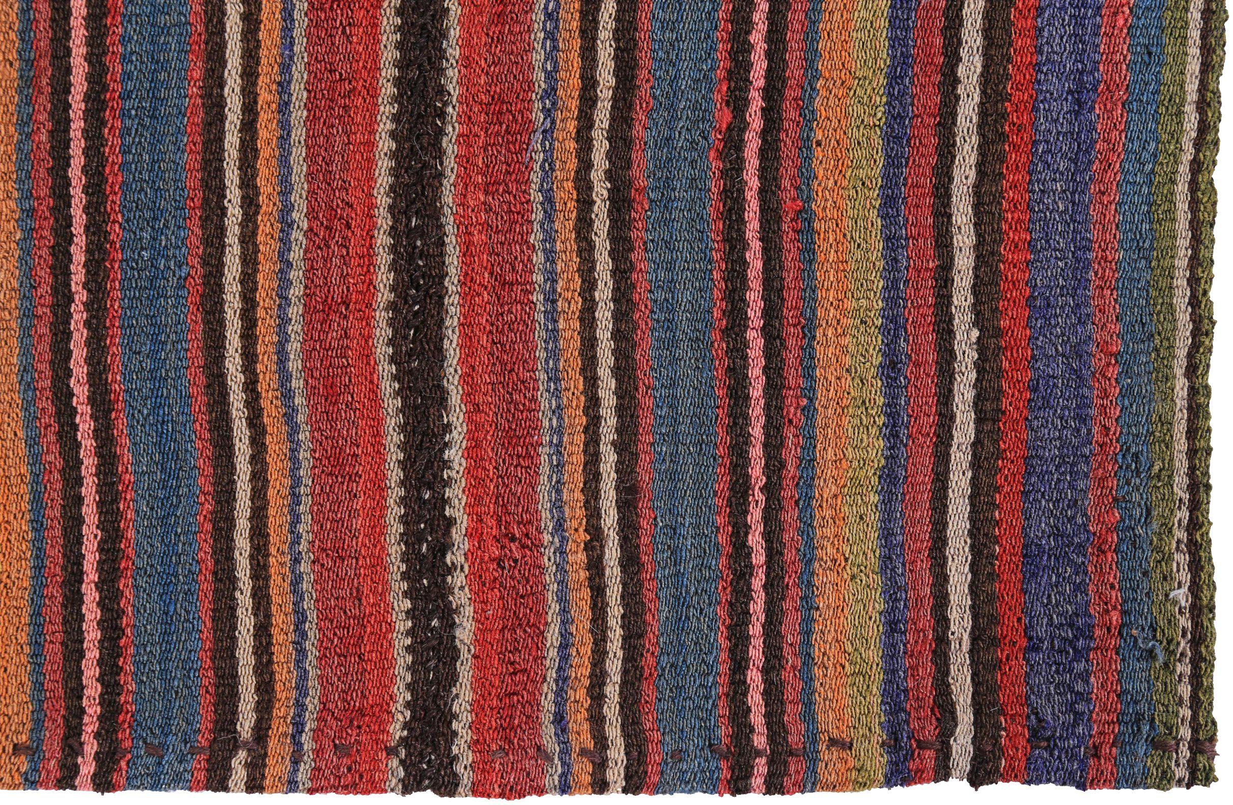 Persischer Kilim Small Rug CIRCA 1910 - Wolle Blau Rot Gelb Design - 89476 im Zustand „Hervorragend“ im Angebot in Dallas, TX
