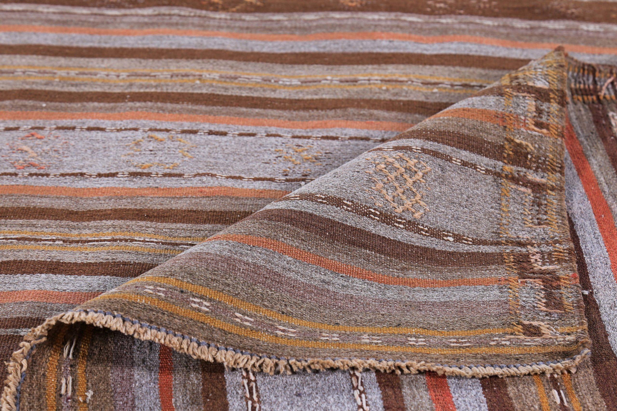 Persischer Kilim Kleiner Teppich CIRCA 1910 - Wolle Braun Grau Rosa Design - 89425 (20. Jahrhundert) im Angebot