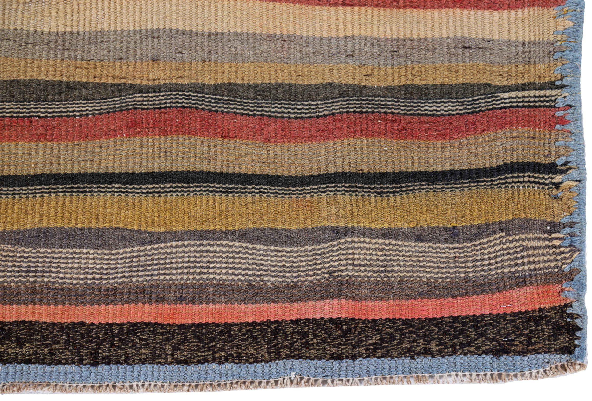 Persischer Kilim Small Rug CIRCA 1910 - Wolle Braun Grau Rot Gelb Design - 91424 (20. Jahrhundert) im Angebot