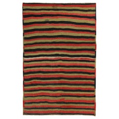 Persian Kilim Small Rug Circa 1910 - Wool Brown Green Red Design - 89343