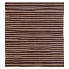 Persian Kilim Small Rug Circa 1910 - Wool Brown Ivory Design - 91354