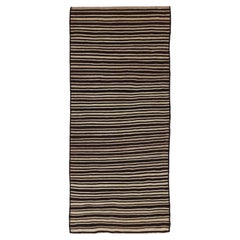 Alfombra Persa Kilim Pequeña Circa 1910 - Lana Marrón Diseño Marfil - 91549