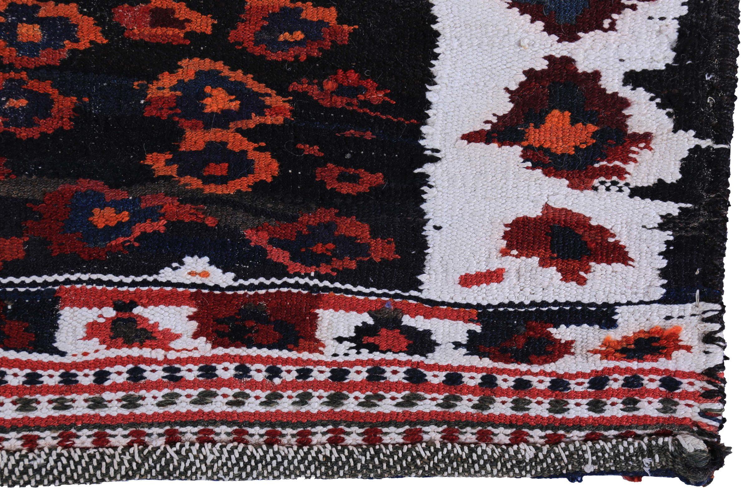 Persischer Kilim Kleiner Teppich CIRCA 1910 - Wolle Braun Elfenbein Orange Design - 89431 (Asiatisch) im Angebot