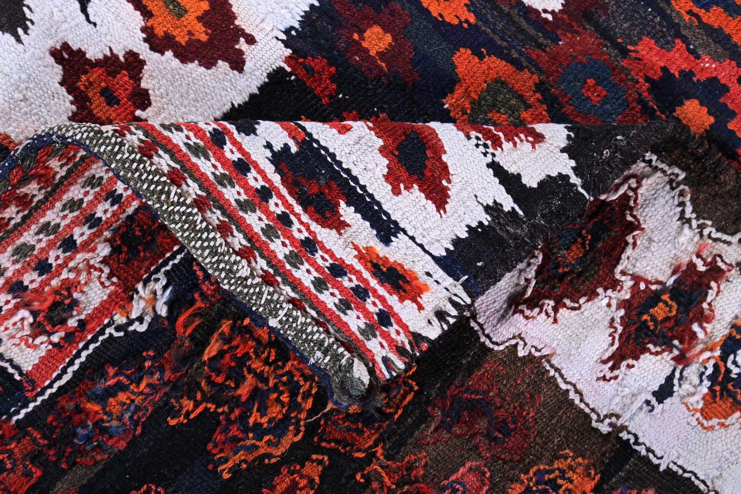 Persischer Kilim Kleiner Teppich CIRCA 1910 - Wolle Braun Elfenbein Orange Design - 89431 im Zustand „Hervorragend“ im Angebot in Dallas, TX