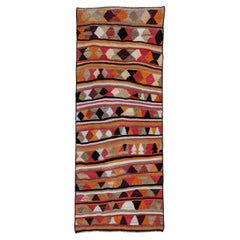 Persian Kilim Small Rug Circa 1910 - Wool Brown Ivory Orange Pink Design - 91238