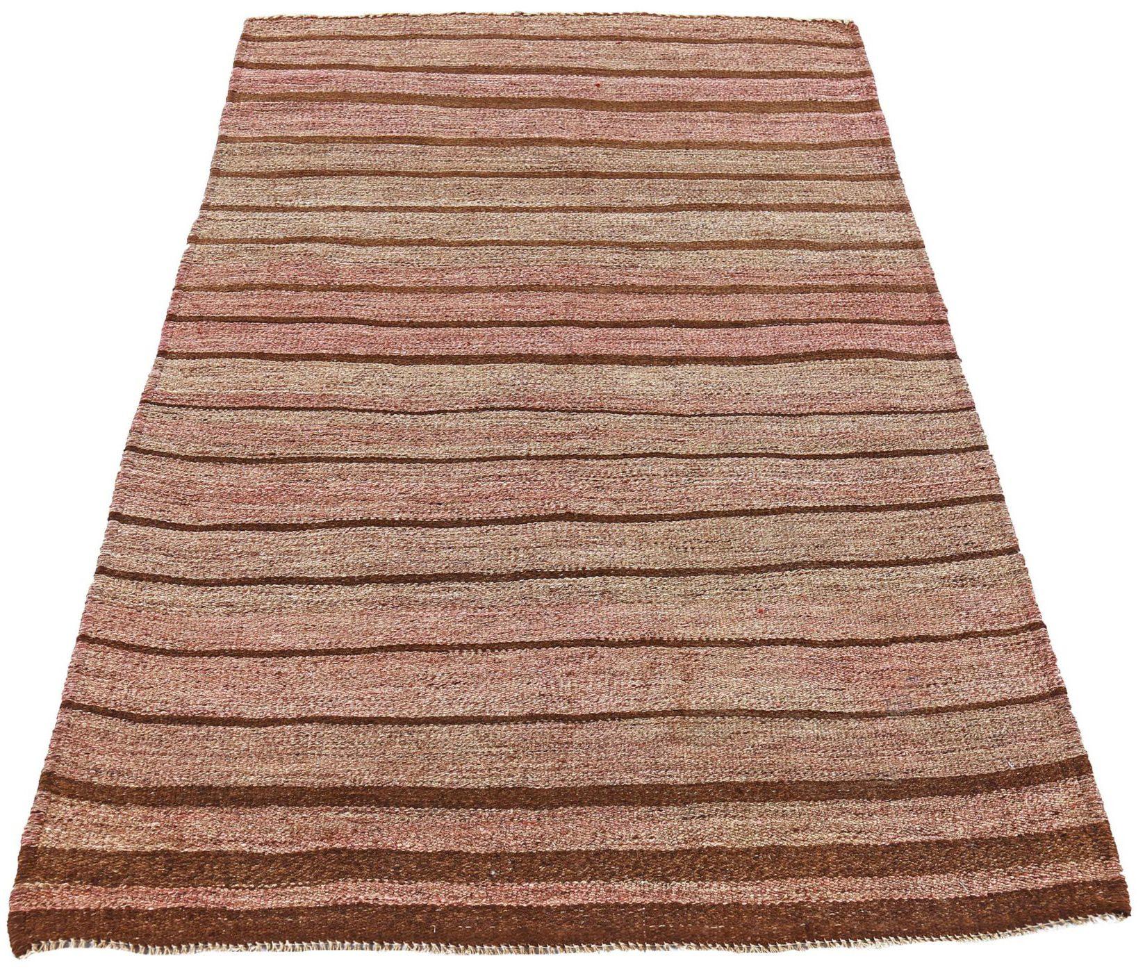 Entdecken Sie die Eleganz eines persischen Kilims mit einem kleinen Teppich von CIRCA 1910. Dieses exklusive Design aus Wolle und Braun-Elfenbein-Rosa ist perfekt, um Ihren Raum zu verschönern.