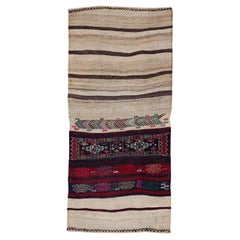 Persischer Kilim Kleiner Teppich CIRCA 1910 - Wolle Braun Elfenbein Rosa Purpel Rot - 91456