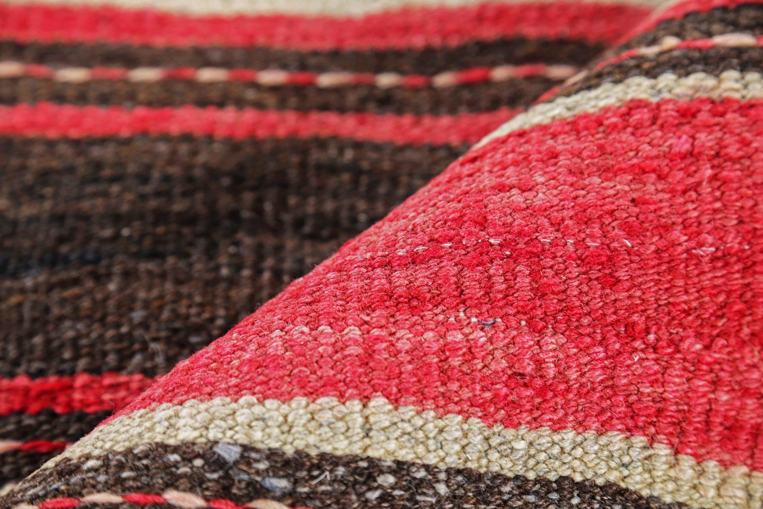 Persischer Kilim Kleiner Teppich CIRCA 1910 - Wolle Braun Elfenbein Rosa Rot Design - 91251 (20. Jahrhundert) im Angebot