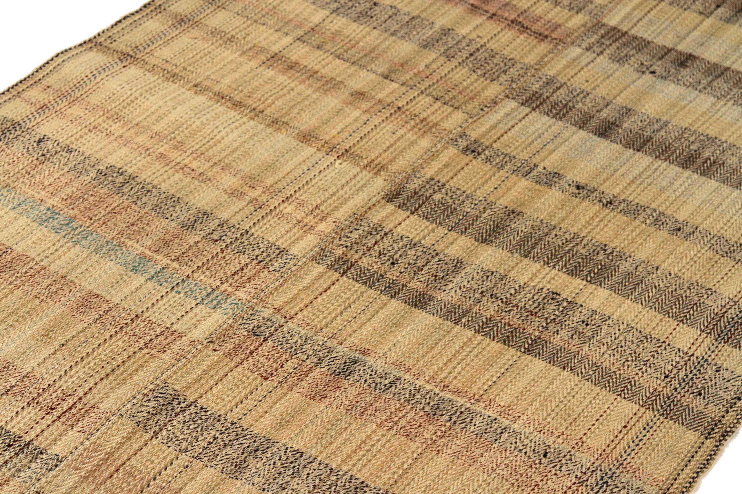 Persischer Kilim Kleiner Teppich CIRCA 1910 - Wolle Braun Elfenbein Rot 74181 (Asiatisch) im Angebot